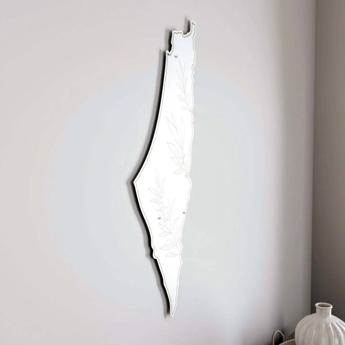Palestine Wall Map - Olive Branch Peace Theme | UV Print on White Metal - Image 5