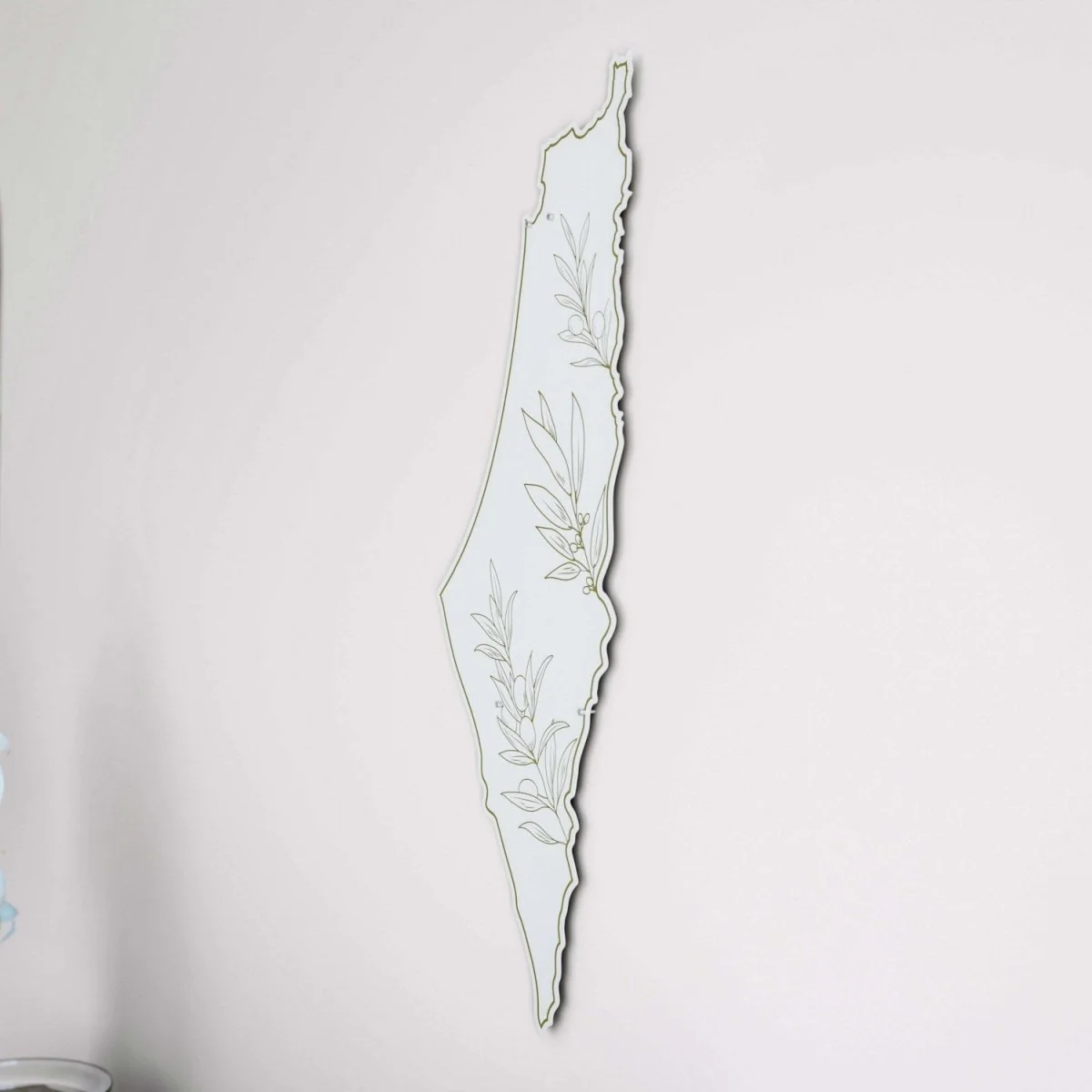 Palestine Wall Map - Olive Branch Peace Theme | UV Print on White Metal - Image 6