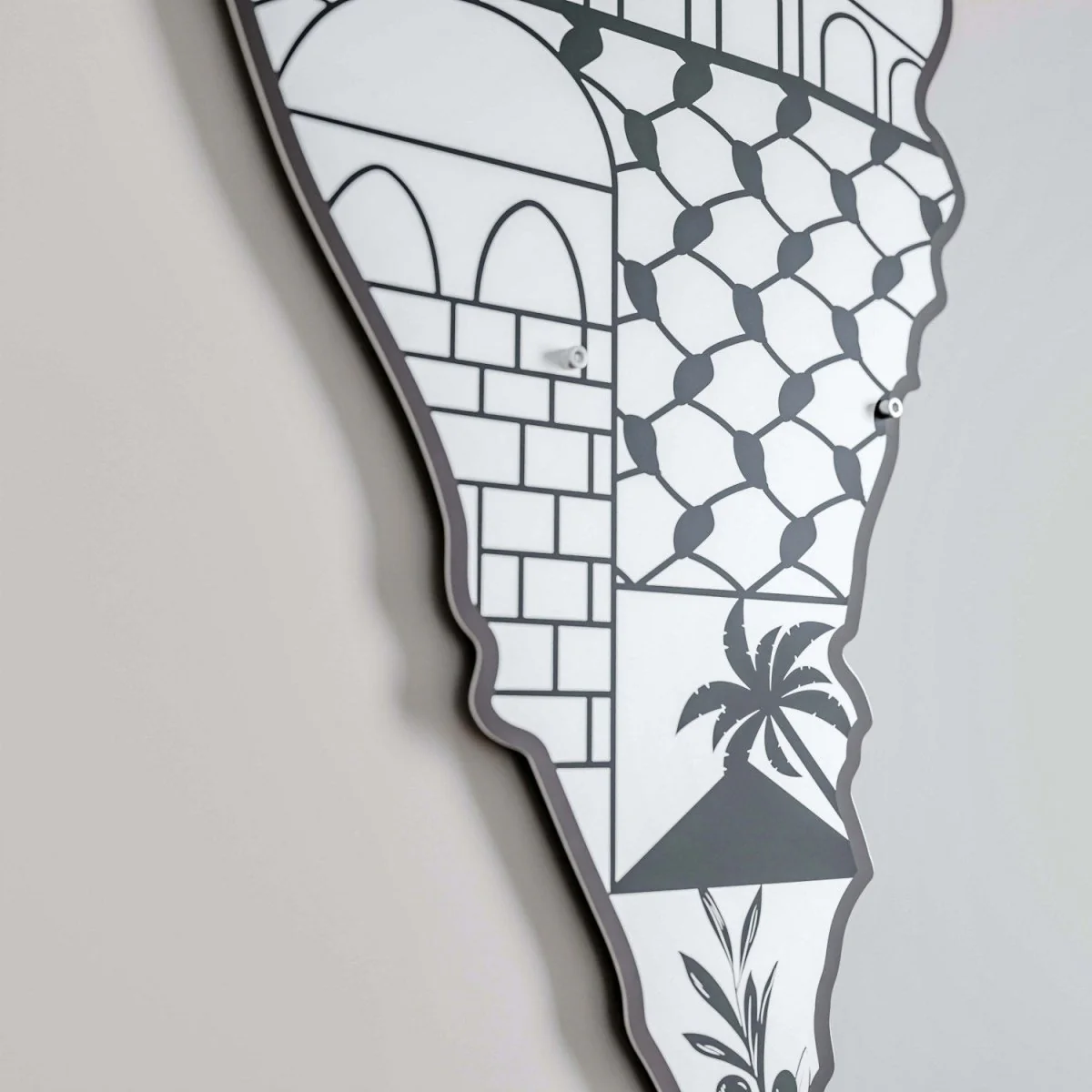 Palestine Wall Map with Masjid Al Aqsa - Keffiyeh - Olive Branch | Palestine Cultural Values Art - Image 2