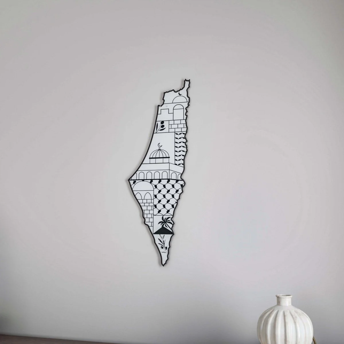 Palestine Wall Map with Masjid Al Aqsa - Keffiyeh - Olive Branch | Palestine Cultural Values Art - Image 4