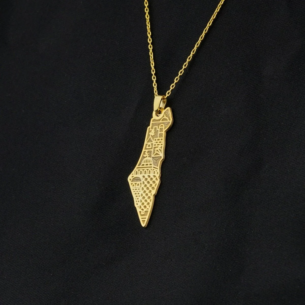 Palestine Necklace | Al-Aqsa Mosque Motif - 18 Carat Gold Plated Silver Necklace - Image 3