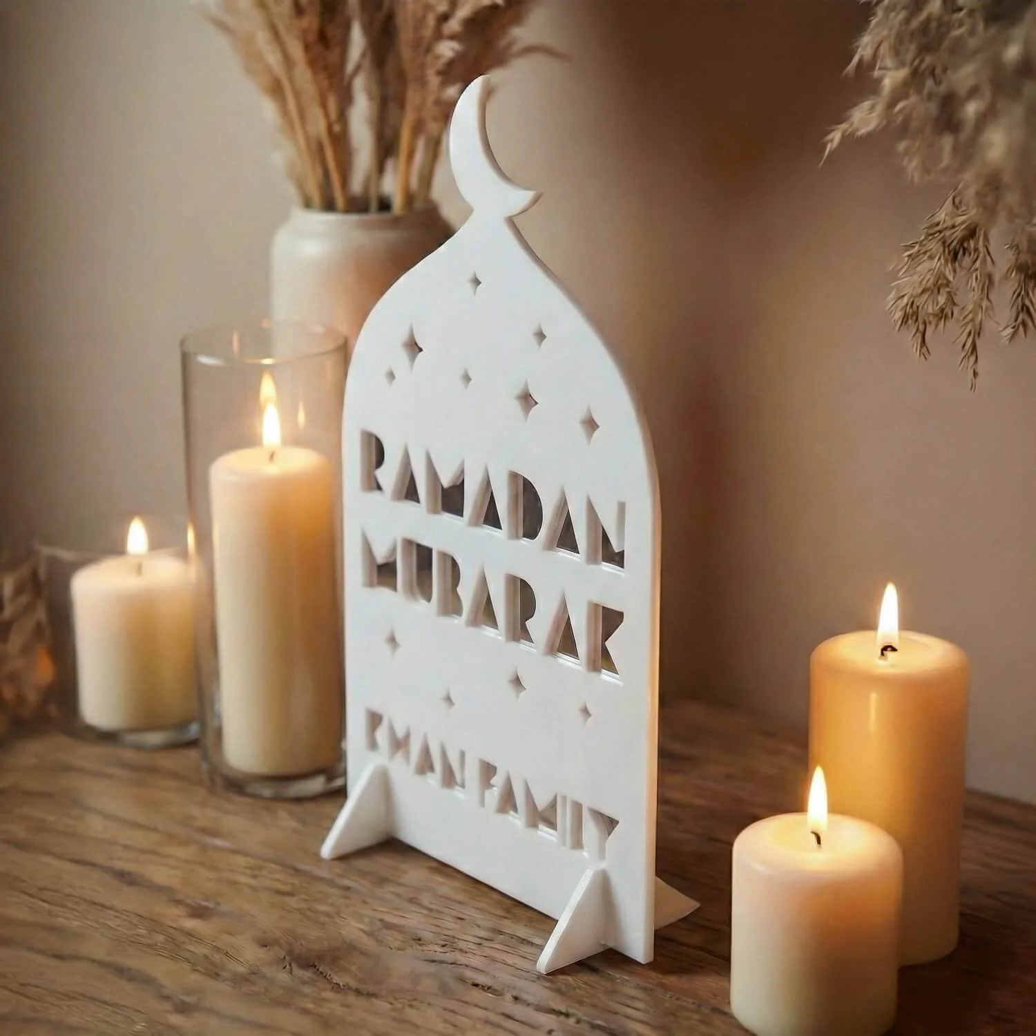 Personalized Ramadan Mubarak Stand – Cosmic Family Sign - Image 13