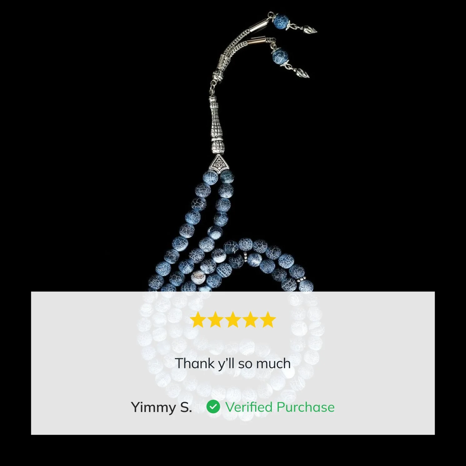 Islamic Prayer Beads - Blue Crack Agate Stone Beads Tasbeeh - Image 3