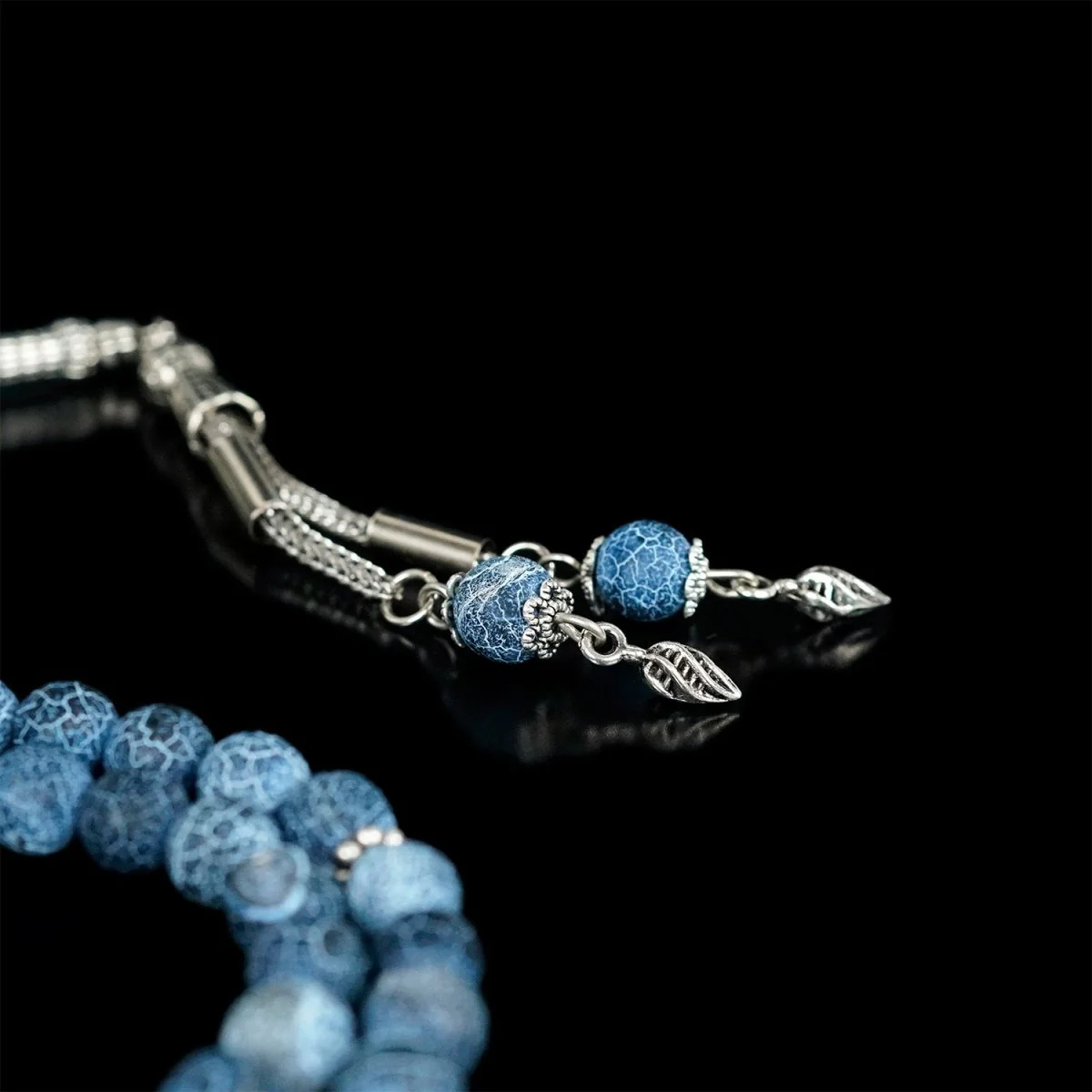 Islamic Prayer Beads - Blue Crack Agate Stone Beads Tasbeeh - Image 5