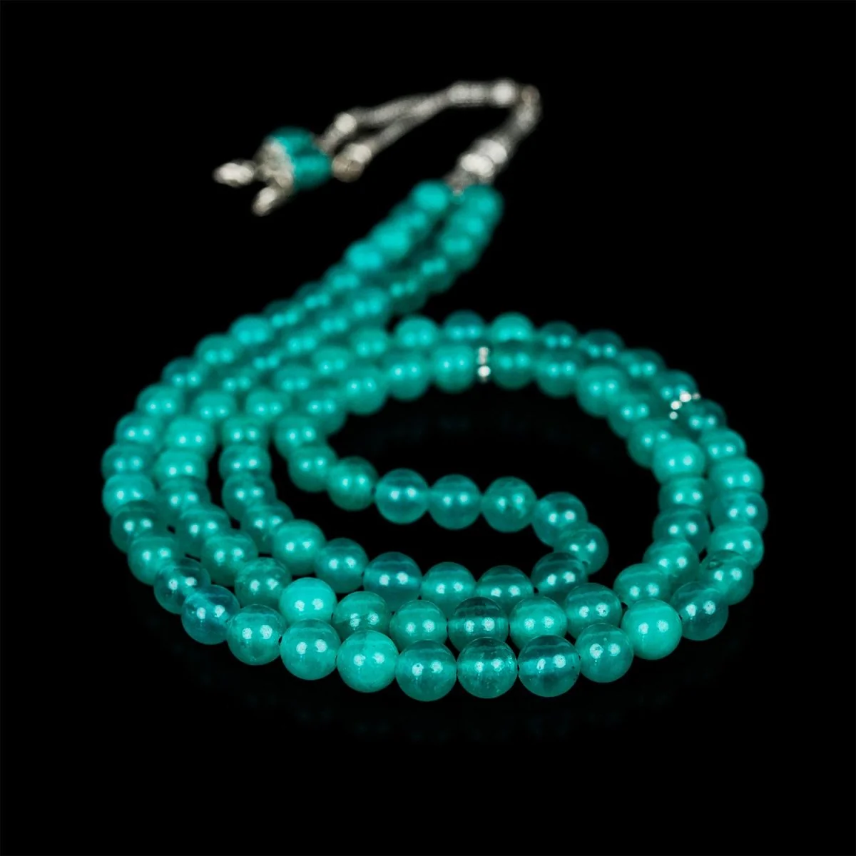 Islamic Beads - Mint Green Jade Stone Beads | Polished Misbaha Tasbeeh - Image 3