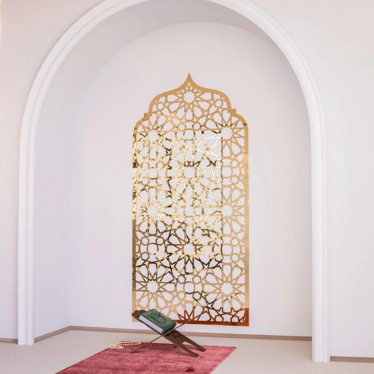 Prayer Room Decor Wooden Interior Mihrab - Islamic Home Decor | 12-Pointed Star - Image 10