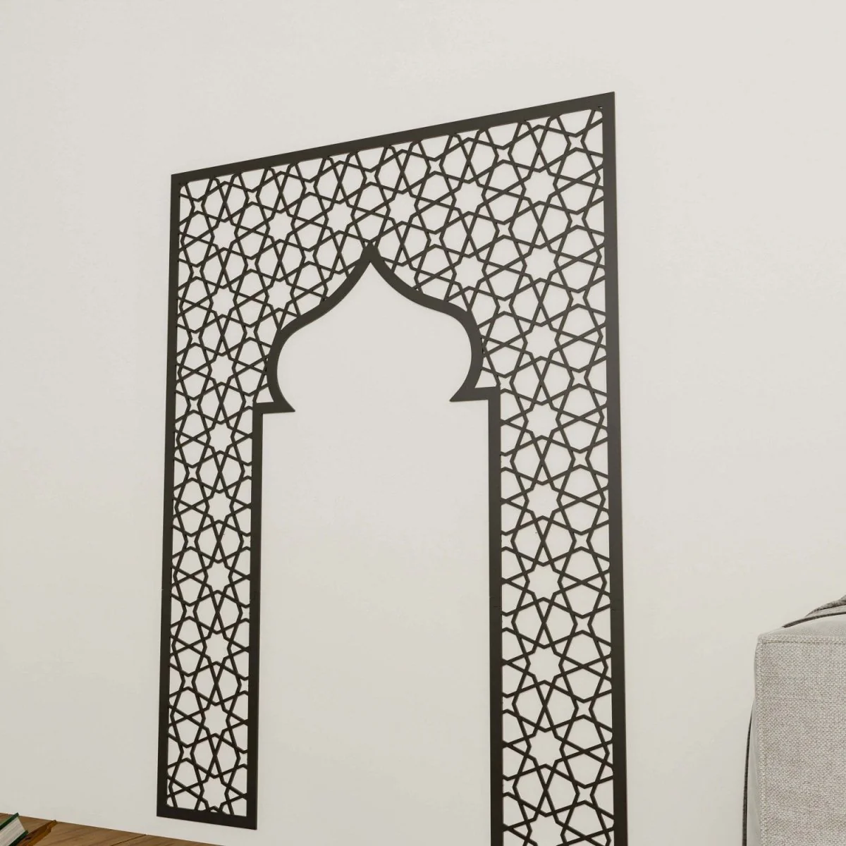 Prayer Room Decor - Wooden Mihrab with Geometric Design | Islamic Home Arts - Image 7