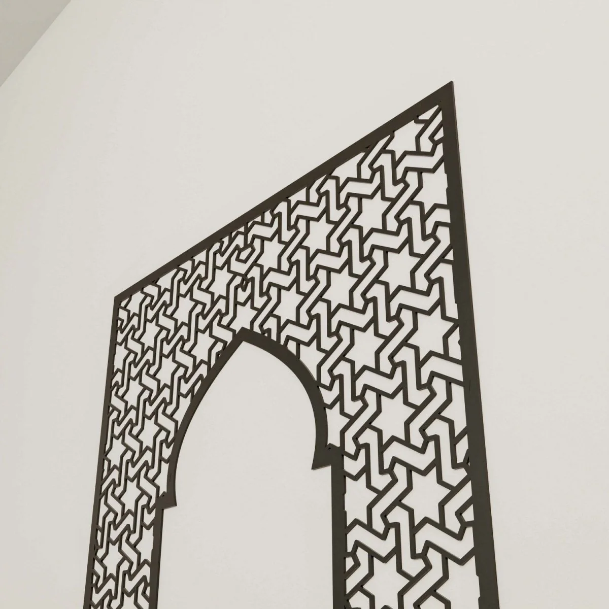 Prayer Room Decor Wooden Mihrab - Islamic Wall Art | 6-Pointed Star Motif - Image 3