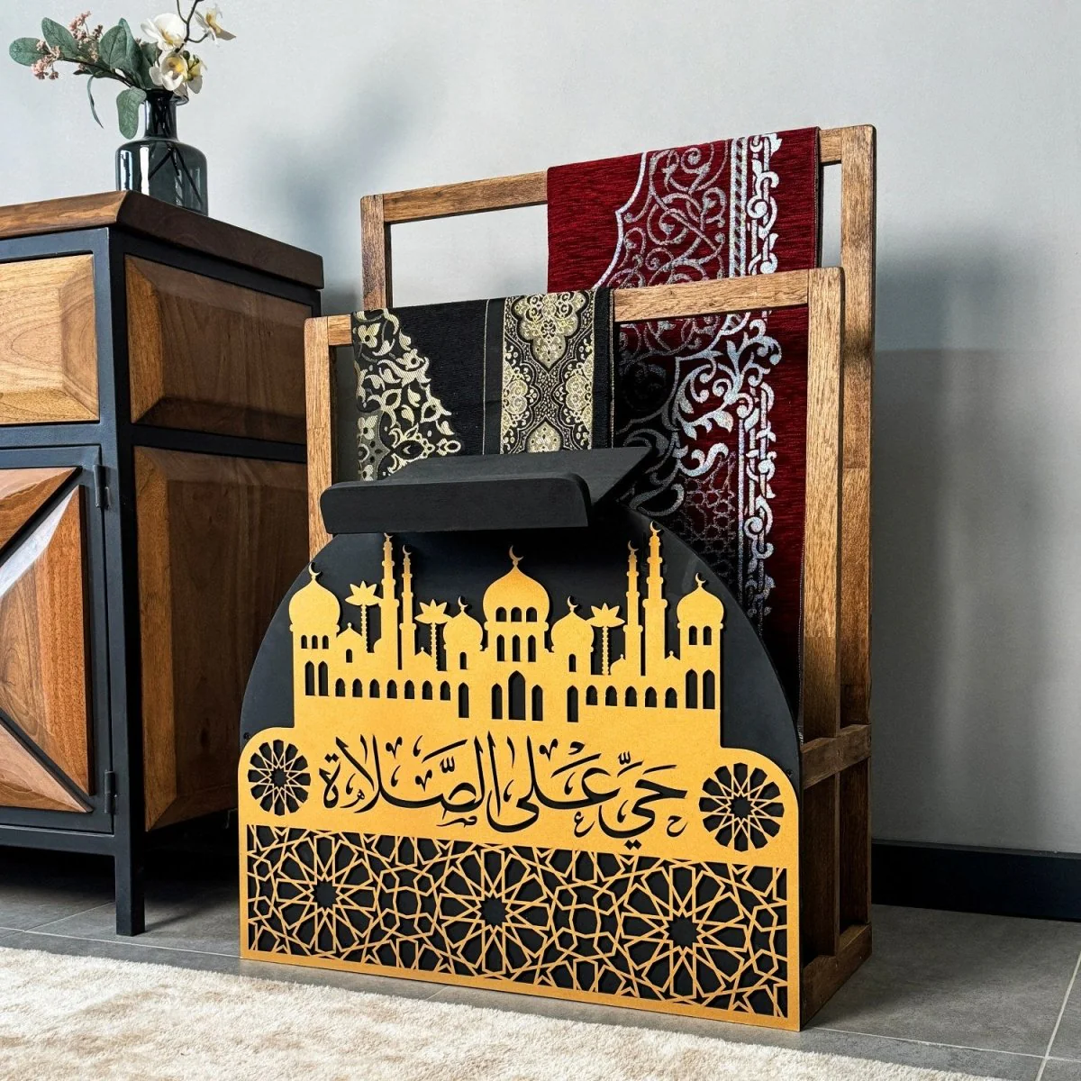 Wooden Prayer Rug and Mat Holder and Quran Stand - Image 10