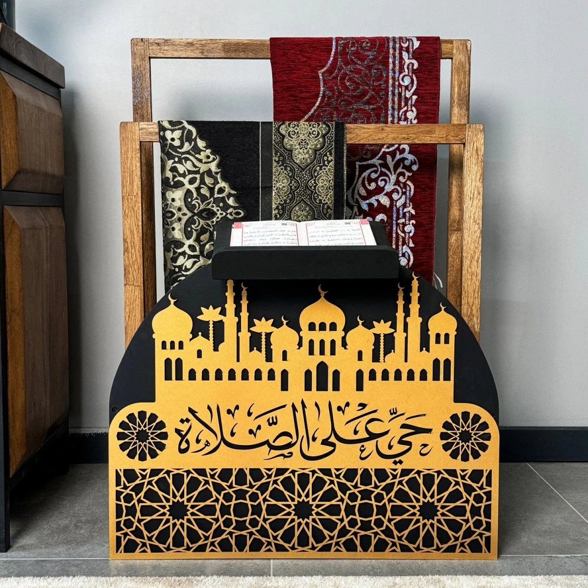 Wooden Prayer Rug and Mat Holder and Quran Stand - Image 11