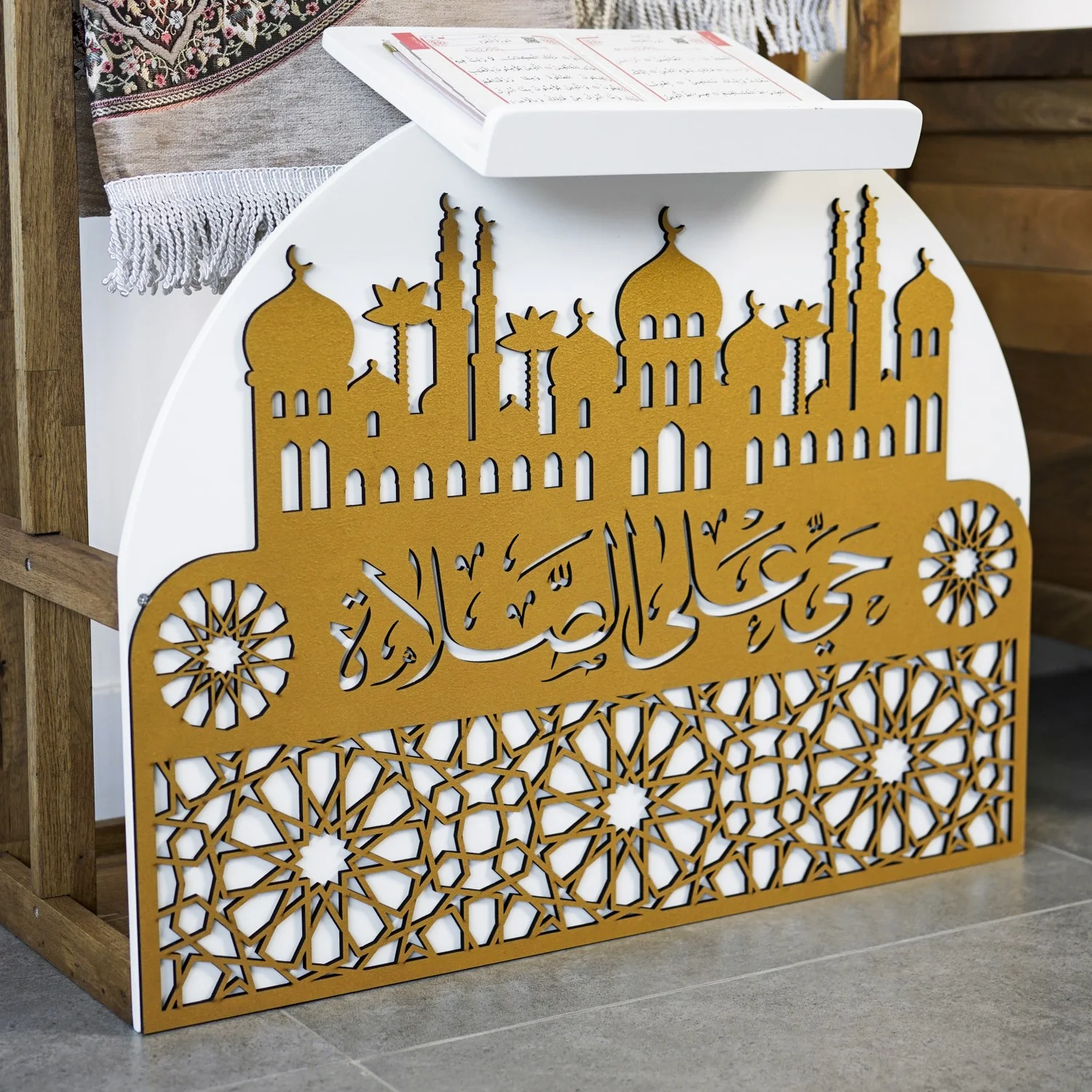 Wooden Prayer Rug and Mat Holder and Quran Stand - Image 25