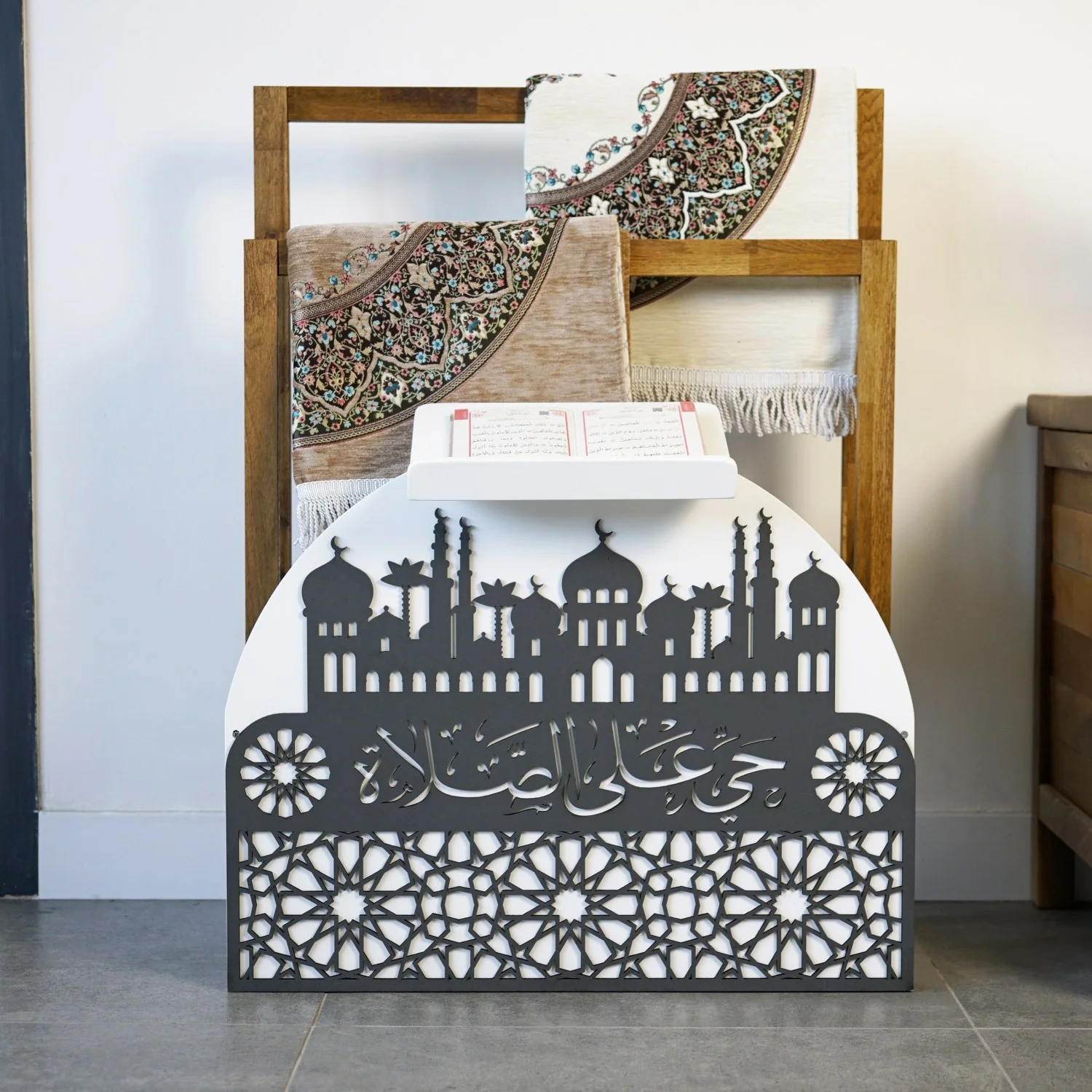 Wooden Prayer Rug and Mat Holder and Quran Stand - Image 37