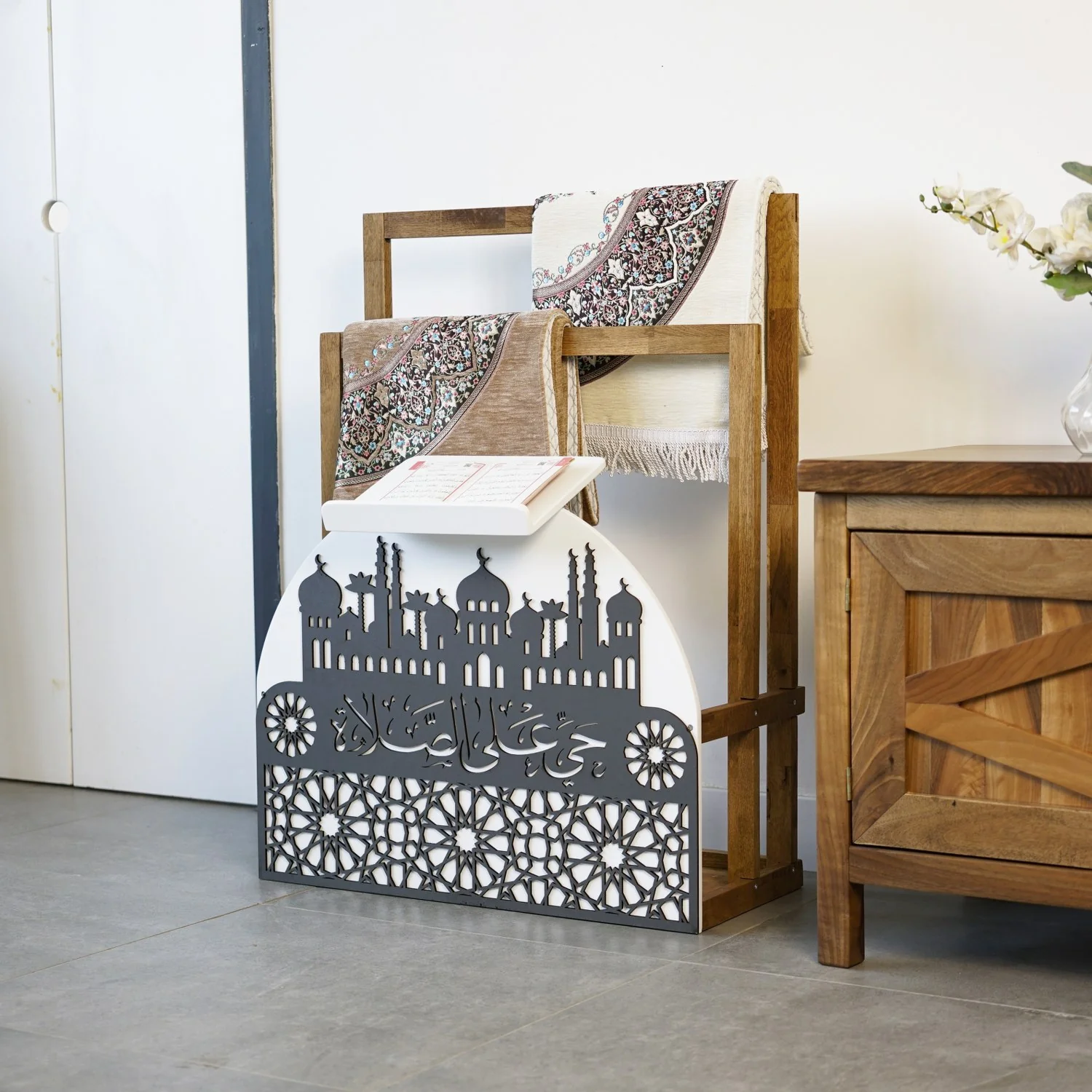 Wooden Prayer Rug and Mat Holder and Quran Stand - Image 41