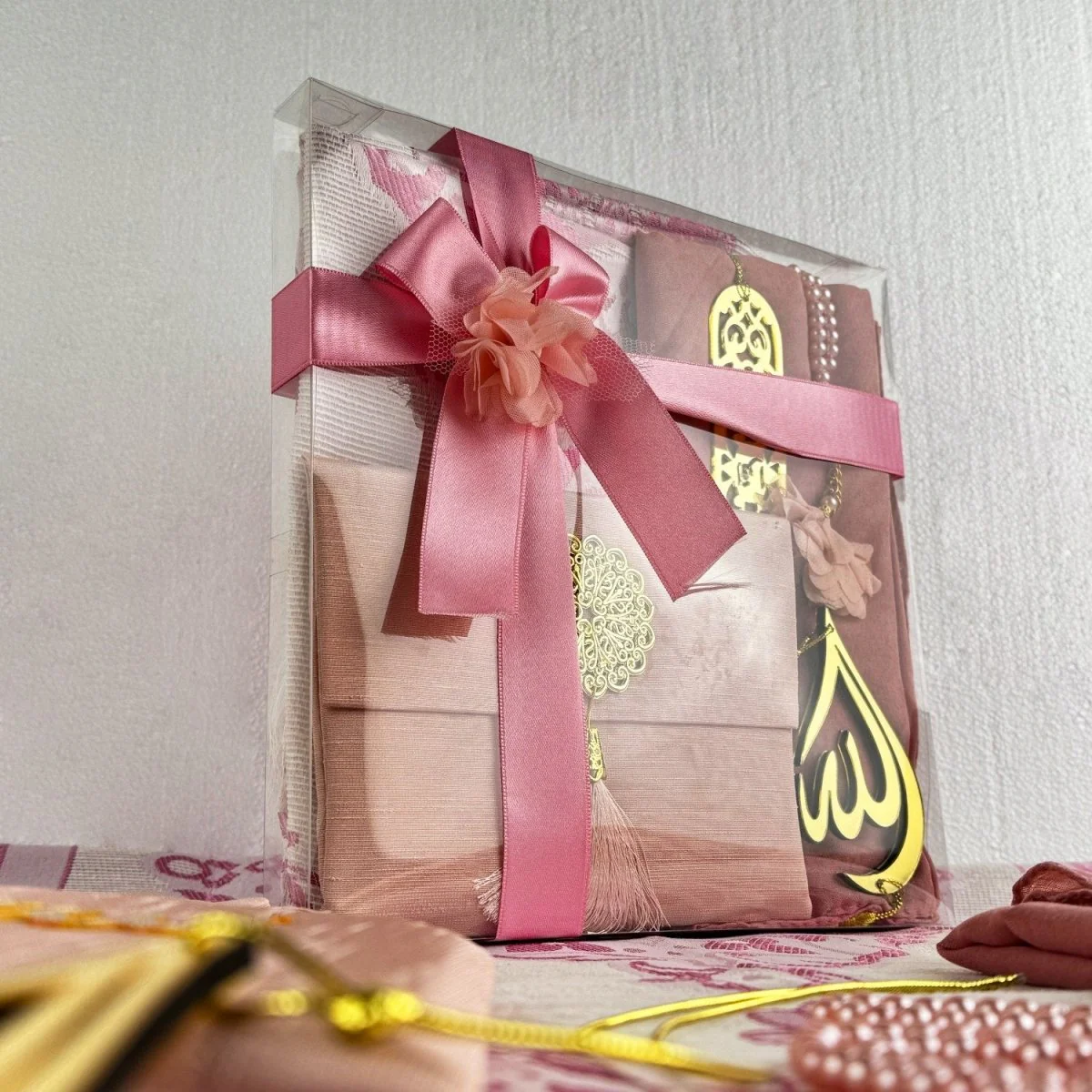 Prayer Rug Mat, Rose Color Prayer Set - Islamic Gift - Image 4