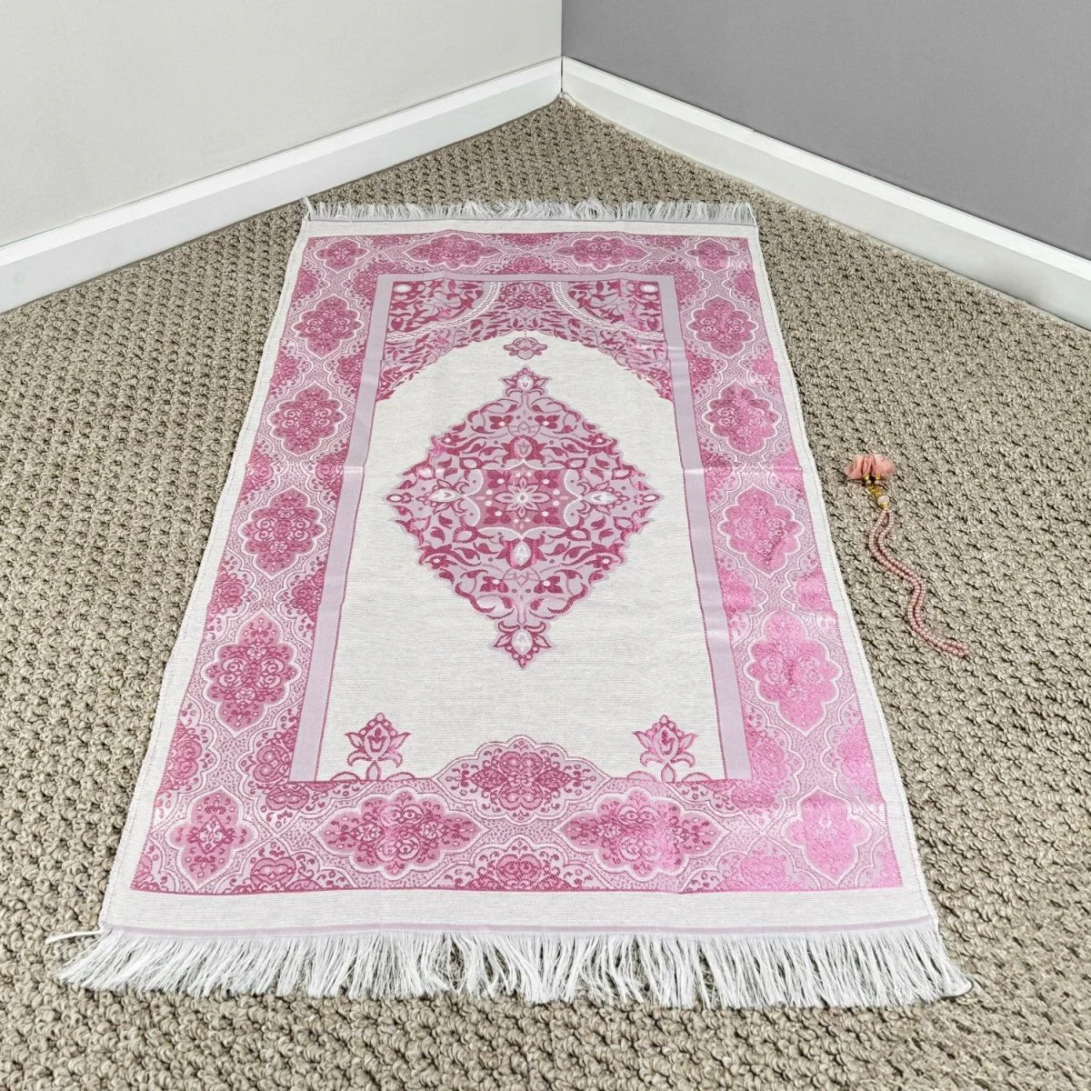 Prayer Rug Mat, Rose Color Prayer Set - Islamic Gift - Image 5