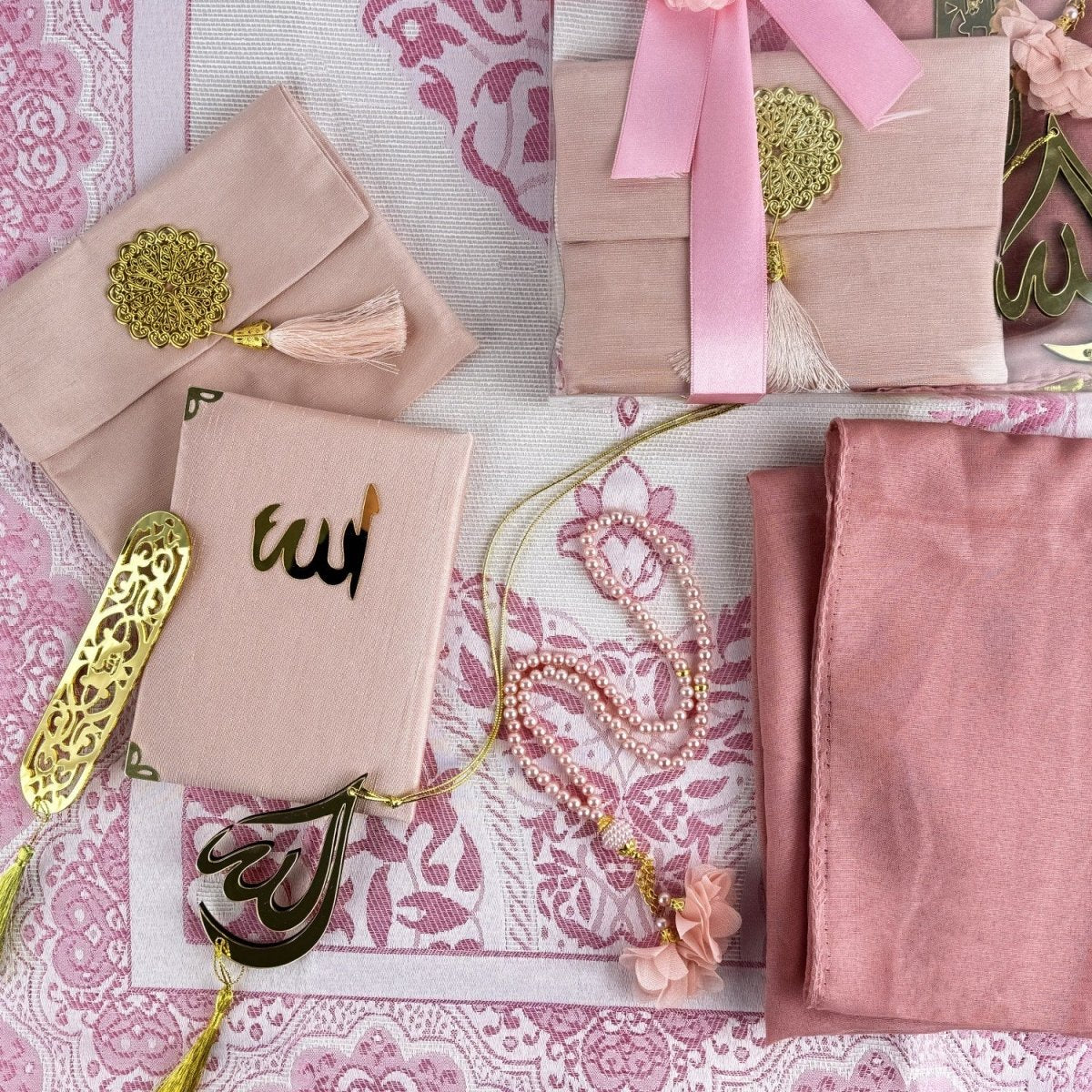 Prayer Rug Mat, Rose Color Prayer Set - Islamic Gift - Image 9