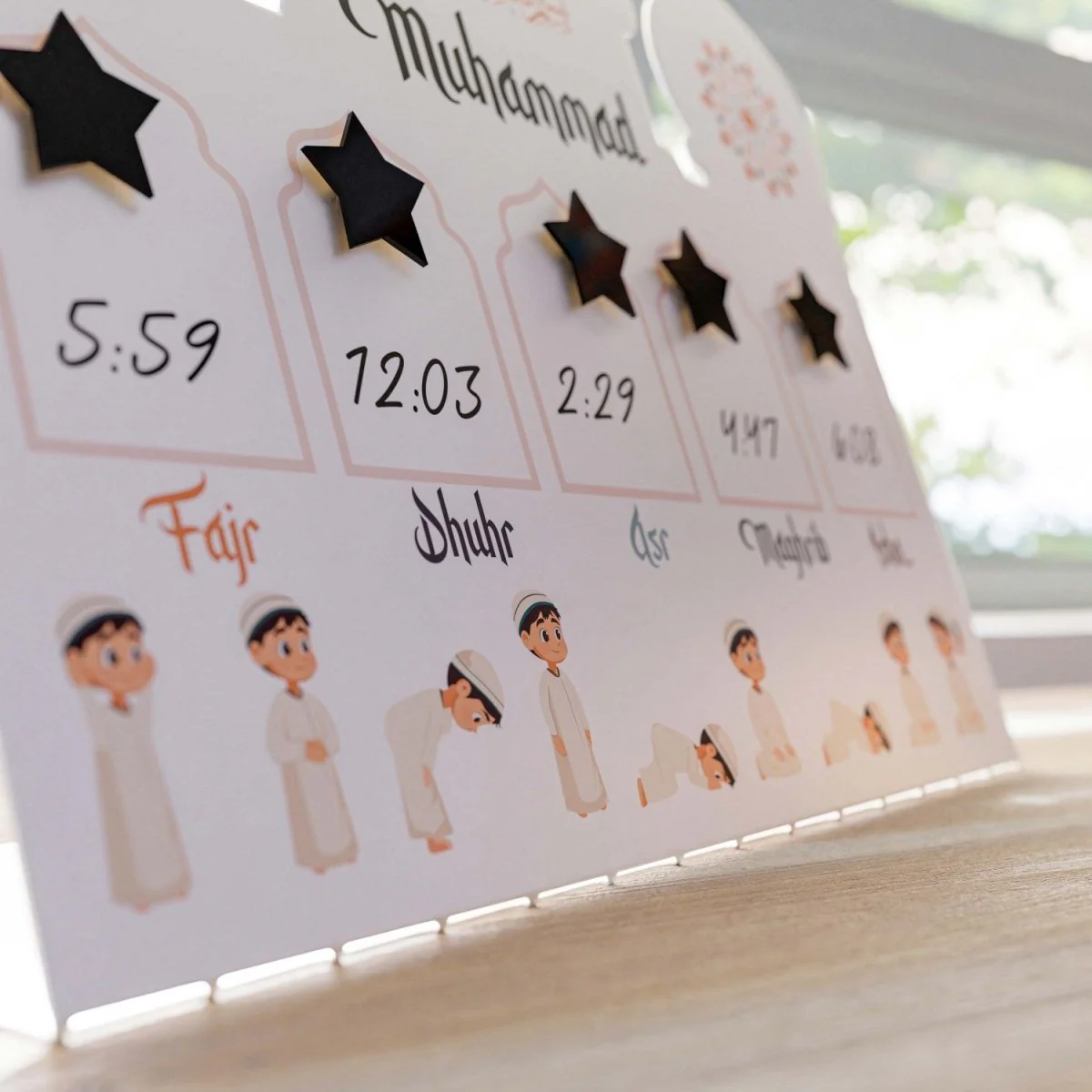 Prayer Schedule Decor for Kids - Metal Islamic Table Art, Name Customization - Image 17