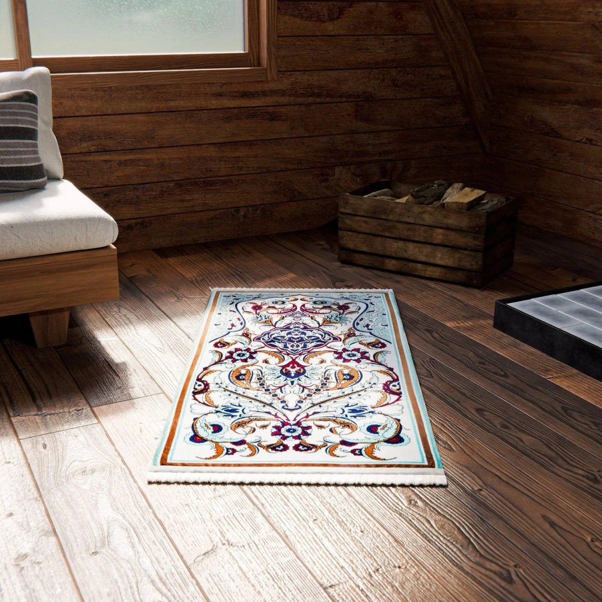 Praying Rug Islam - Pastel Floral & Aqua Details Muslim Praying Rug - Image 7