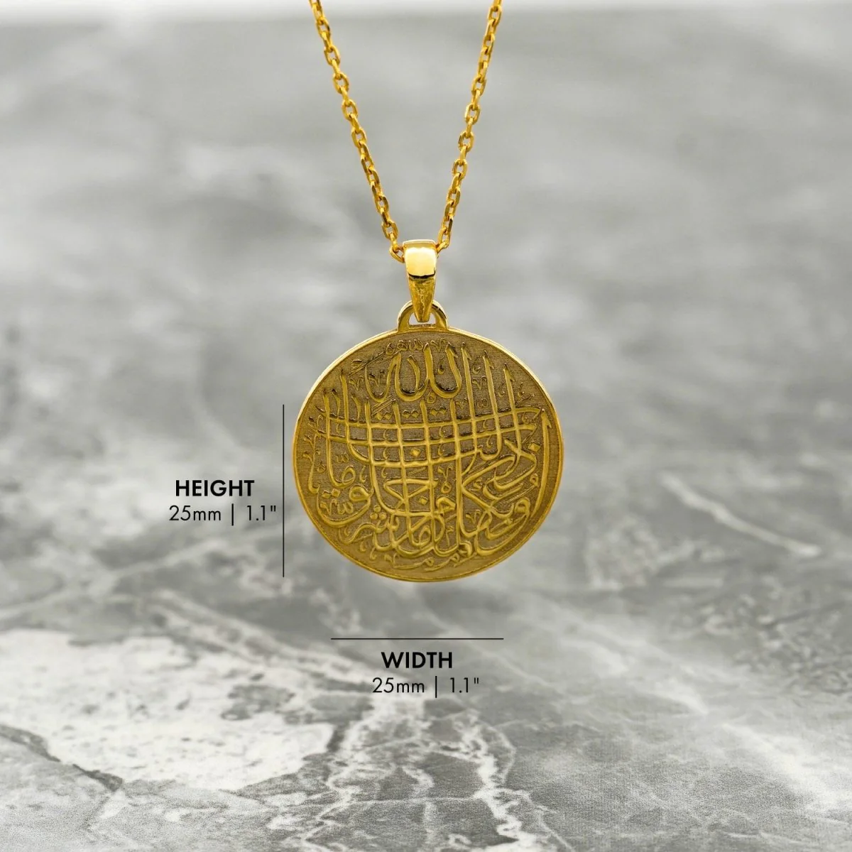 Protection from Evil Eye Dua Muslim Jewelry - 18K Gold Plated Silver Pendant - Image 6