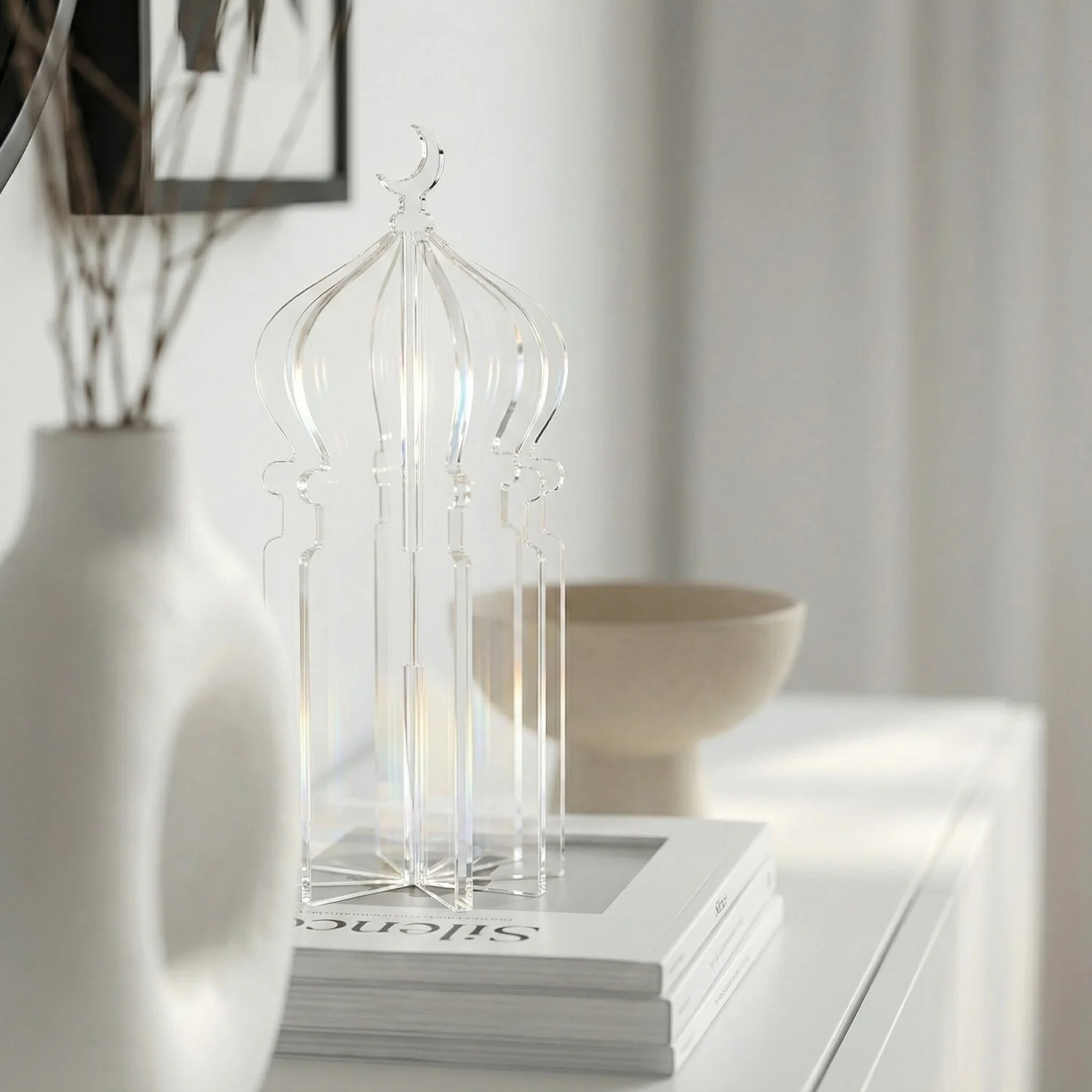 Ramadan 3D Acrylic Mosque Table Decor – Modern Minimalist Interlocking Statue - Image 18