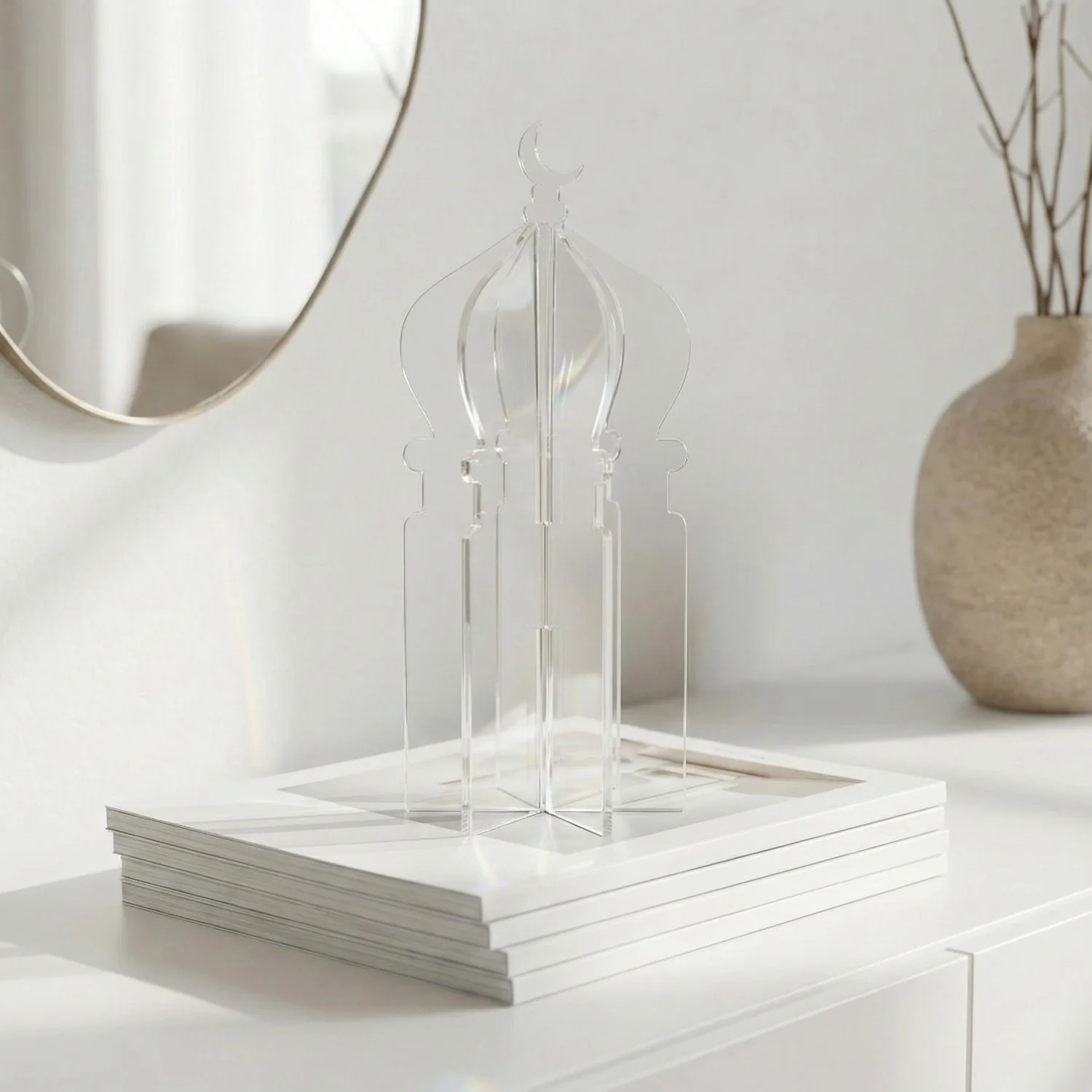 Ramadan 3D Acrylic Mosque Table Decor – Modern Minimalist Interlocking Statue - Image 19
