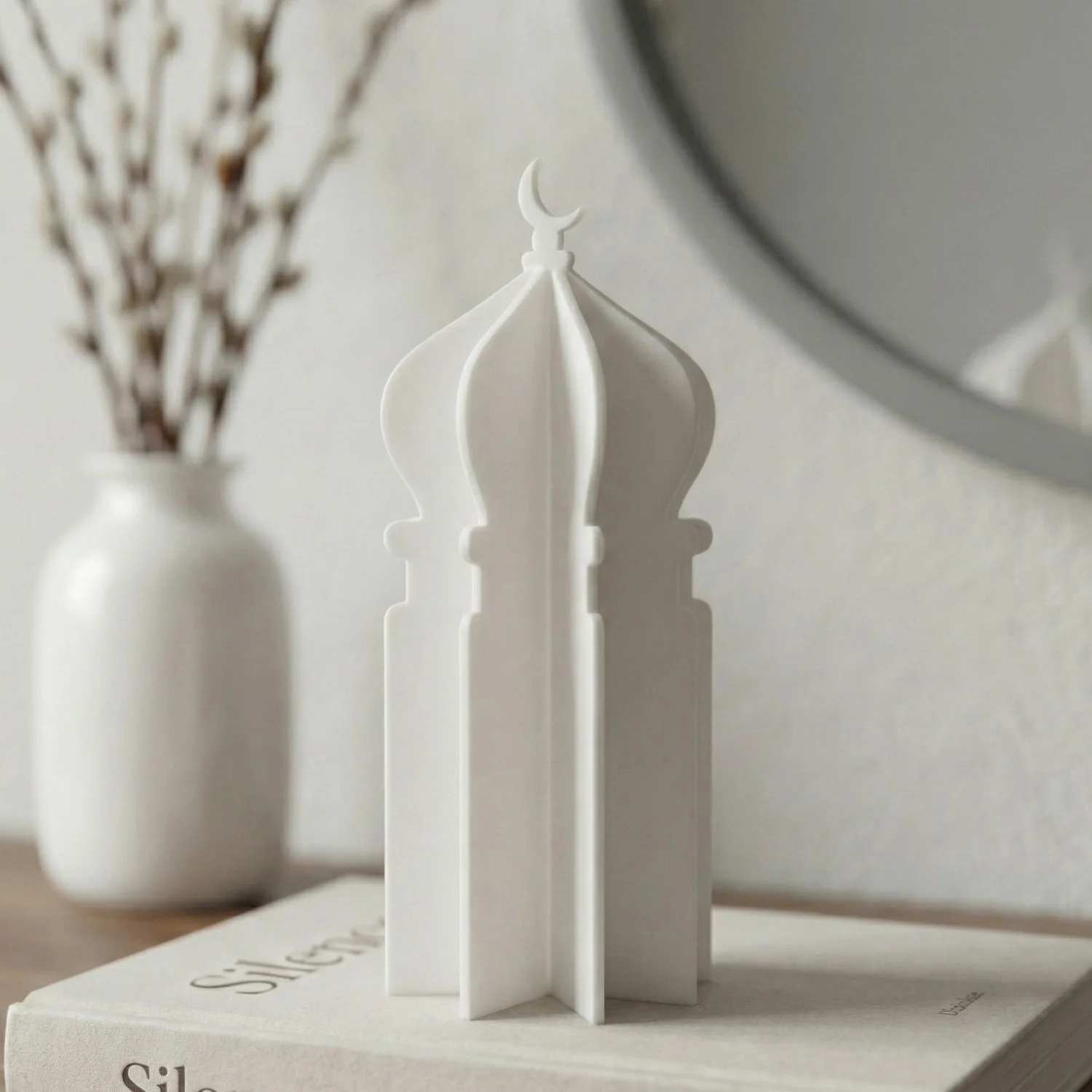 Ramadan 3D Acrylic Mosque Table Decor – Modern Minimalist Interlocking Statue - Image 2