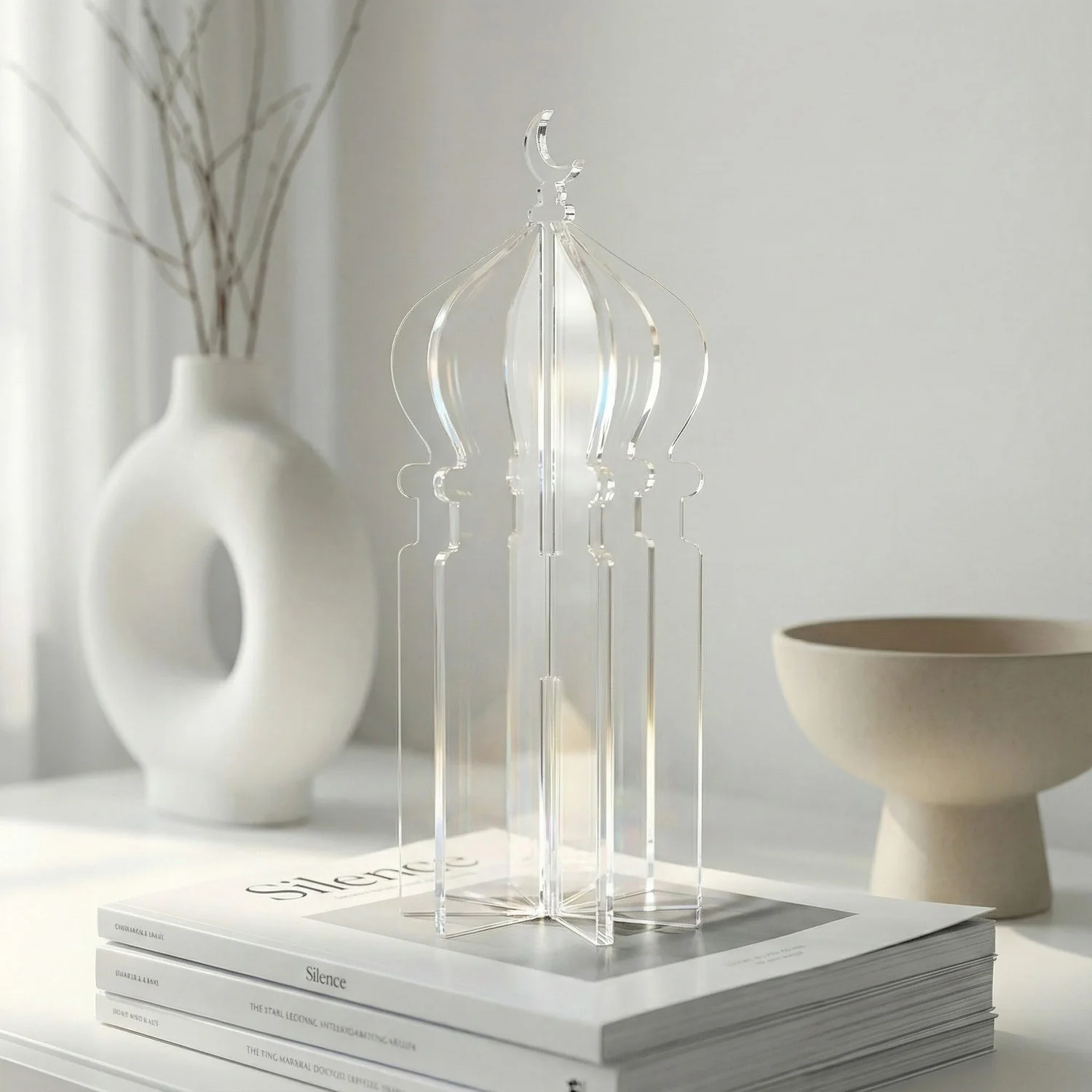 Ramadan 3D Acrylic Mosque Table Decor – Modern Minimalist Interlocking Statue - Image 21