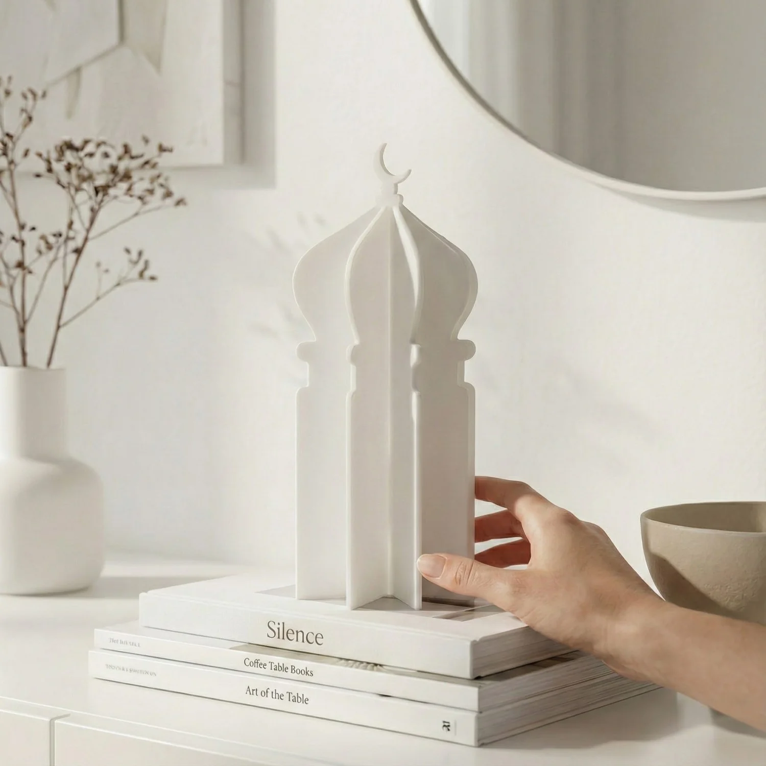 Ramadan 3D Acrylic Mosque Table Decor – Modern Minimalist Interlocking Statue - Image 3