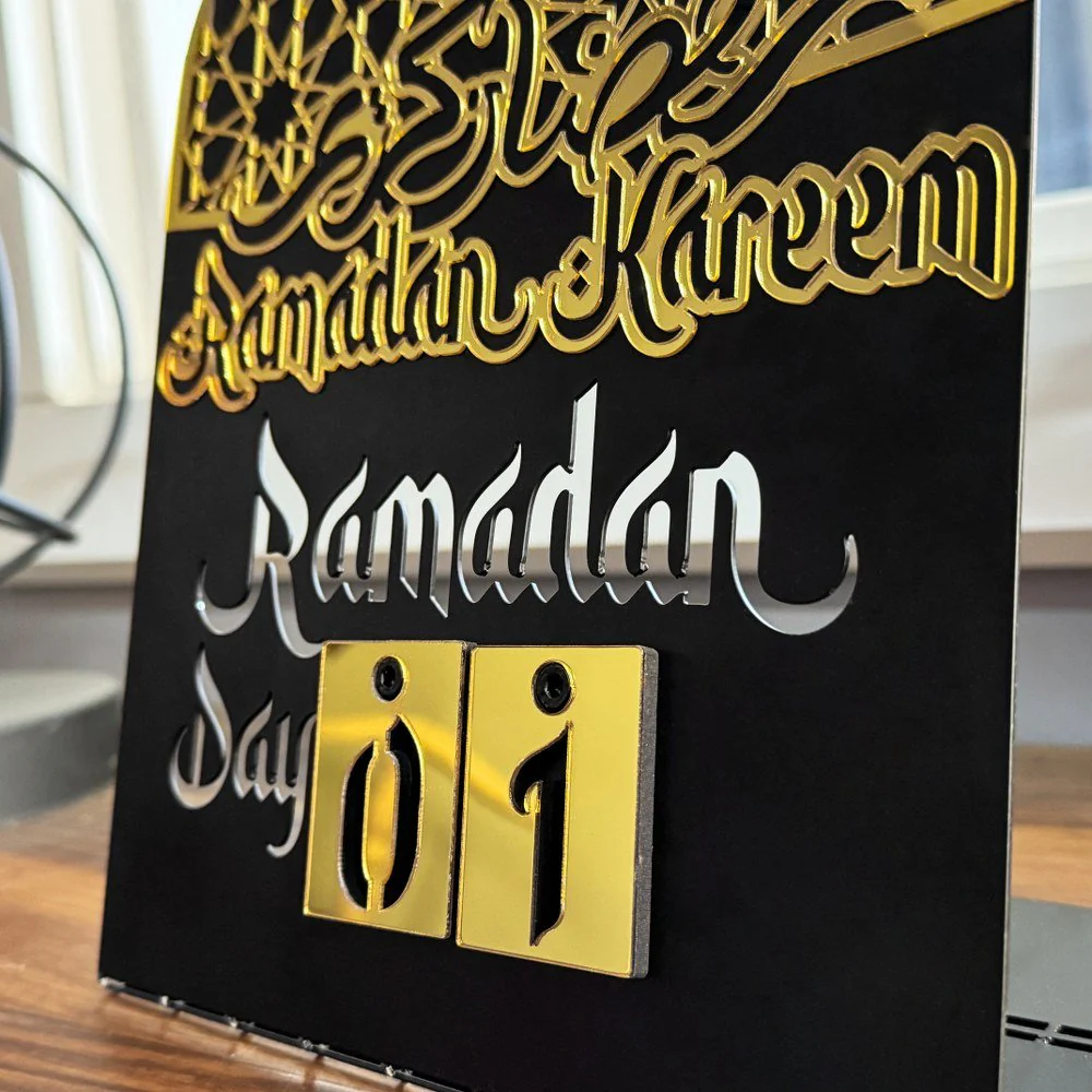 Ramadan Calendar - Metal&Acrylic Table Decor, Islamic Motif Muslim Gift - Image 4