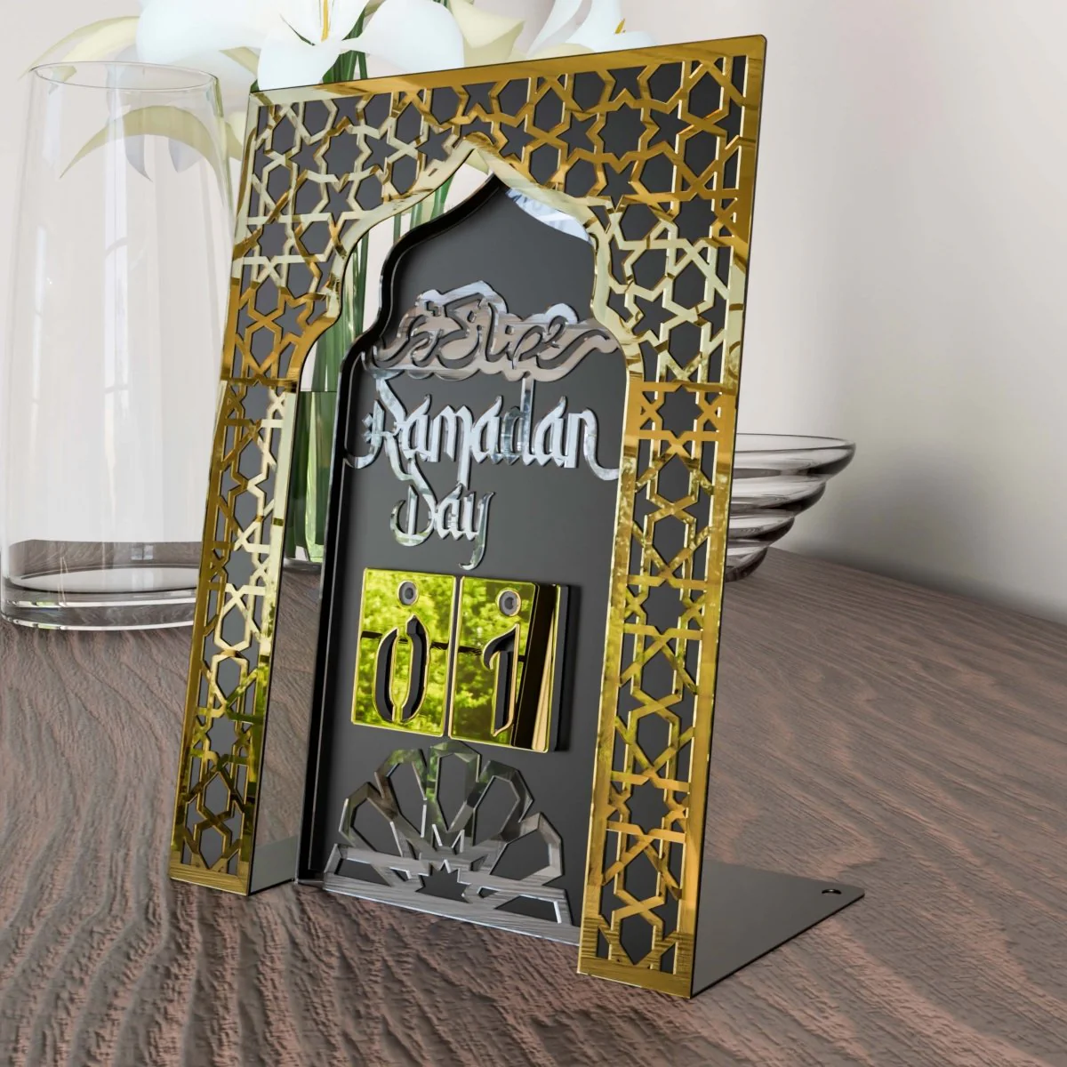 Mihrab Design Ramadan Calendar - Metal Islamic Table Decor | Double Layer - Image 2