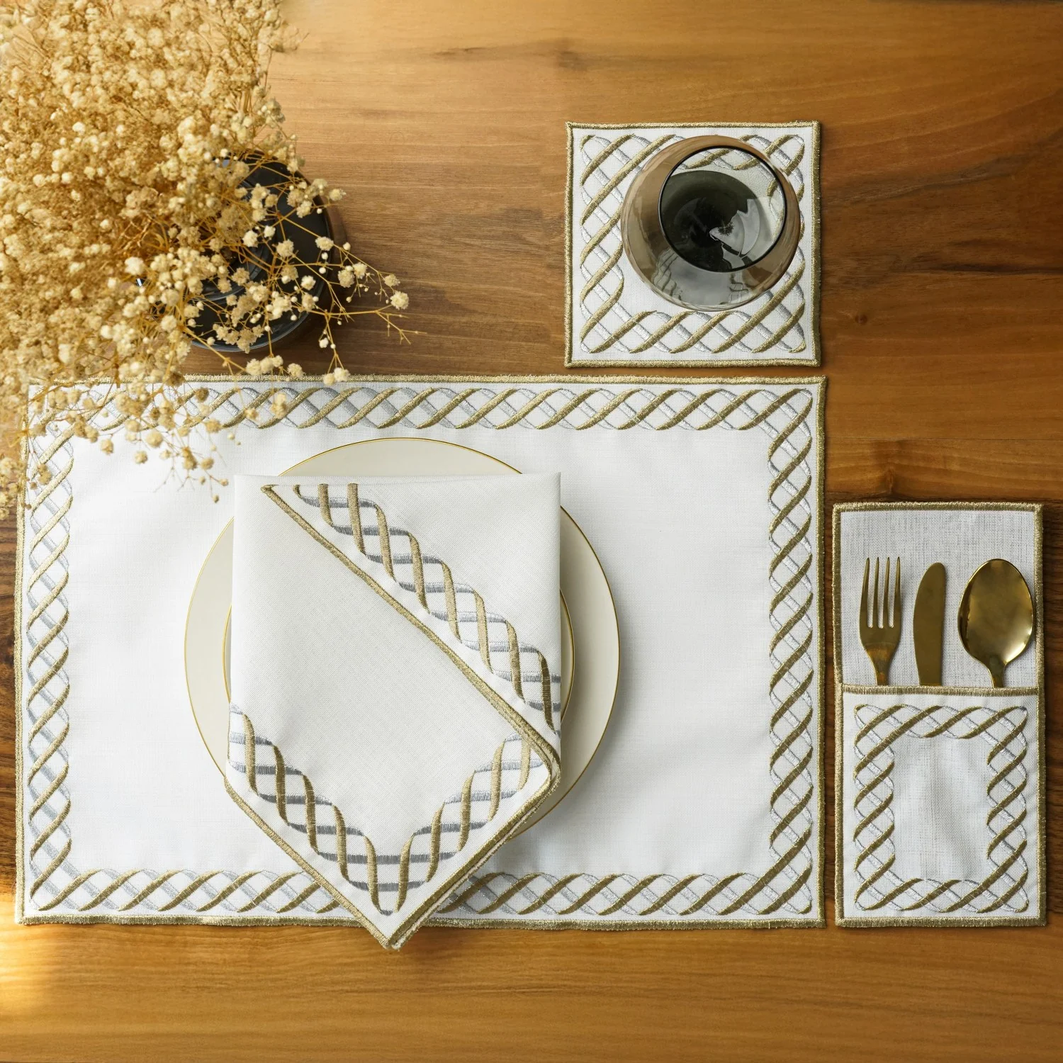 Ramadan Dining Set Eternal Weave Interlocking Border for 6 Persons 24 Piece Set - Image 2