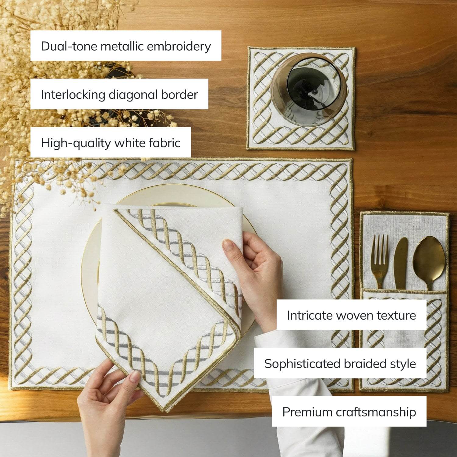 Ramadan Dining Set Eternal Weave Interlocking Border for 6 Persons 24 Piece Set - Image 5