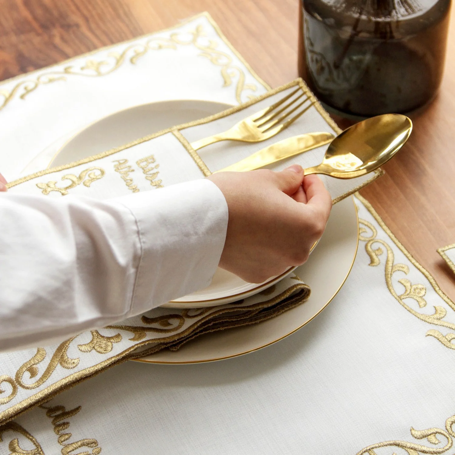 Ramadan Dining Set with Bismillah & Alhamdulillah Placemat Set for 6 Persons 24 Piece Set - Image 8