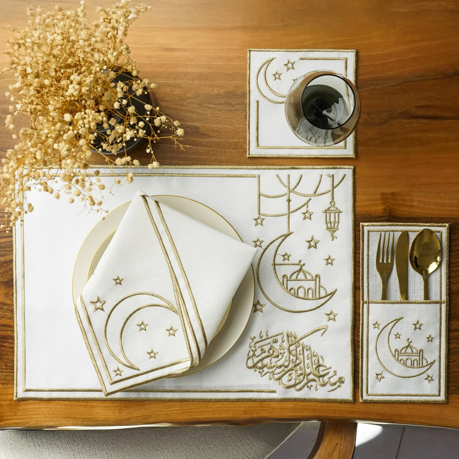 Ramadan Dining Set with Moon, Mosque & Arabic Calligraphy for 6 Persons 24 Piece Set - Image 12