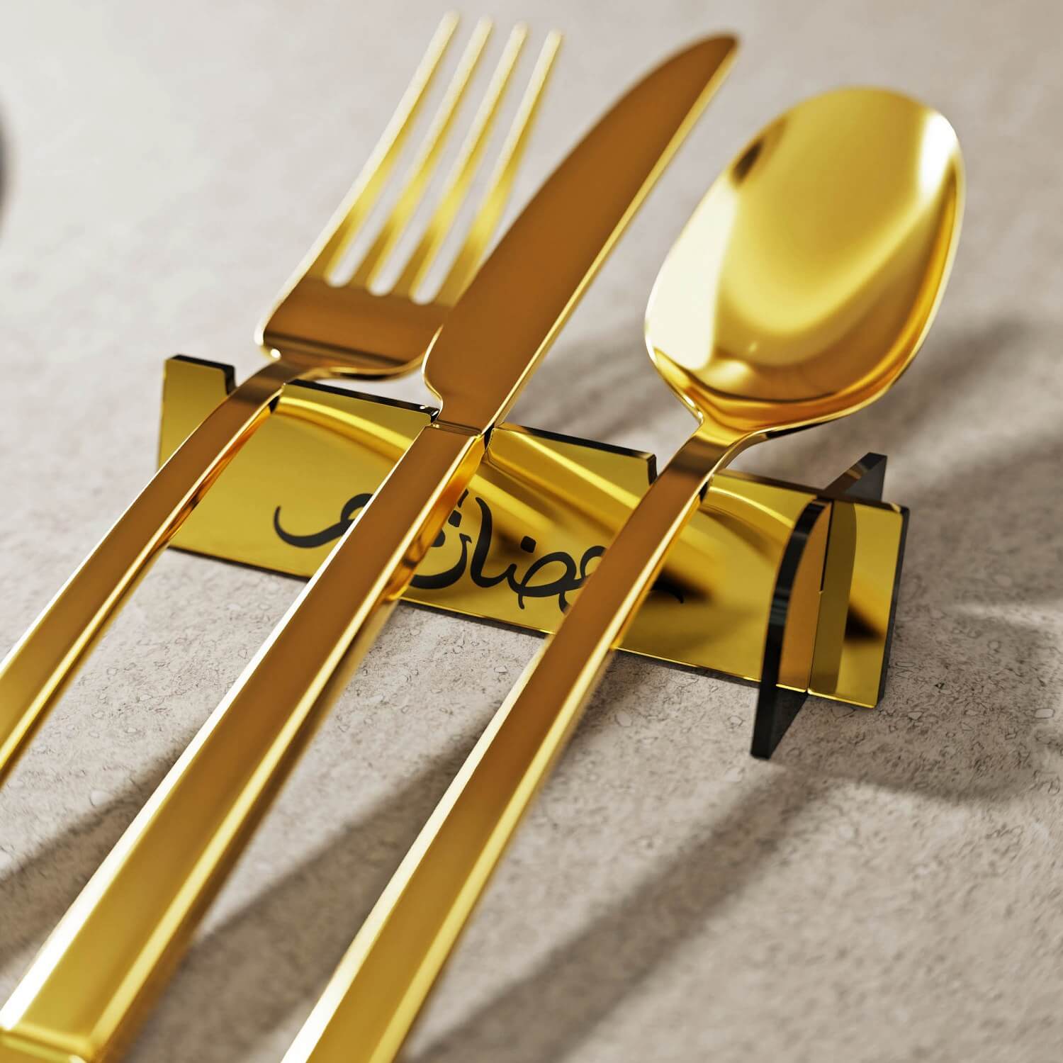 Ramadan Kareem Acrylic Cutlery Holder – Mirror Finish Iftar Table Decor - Image 7