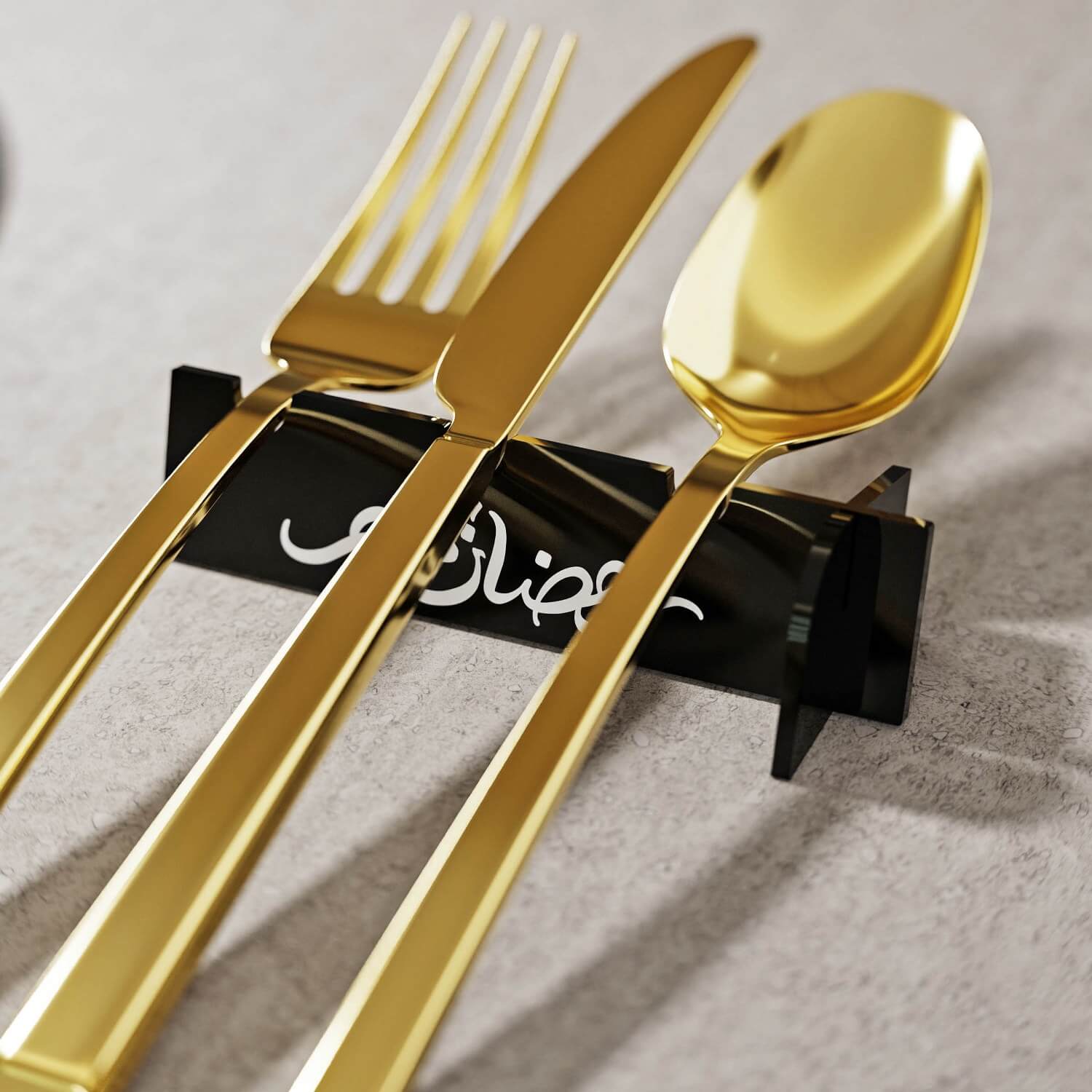 Ramadan Kareem Acrylic Cutlery Holder – Mirror Finish Iftar Table Decor - Image 8