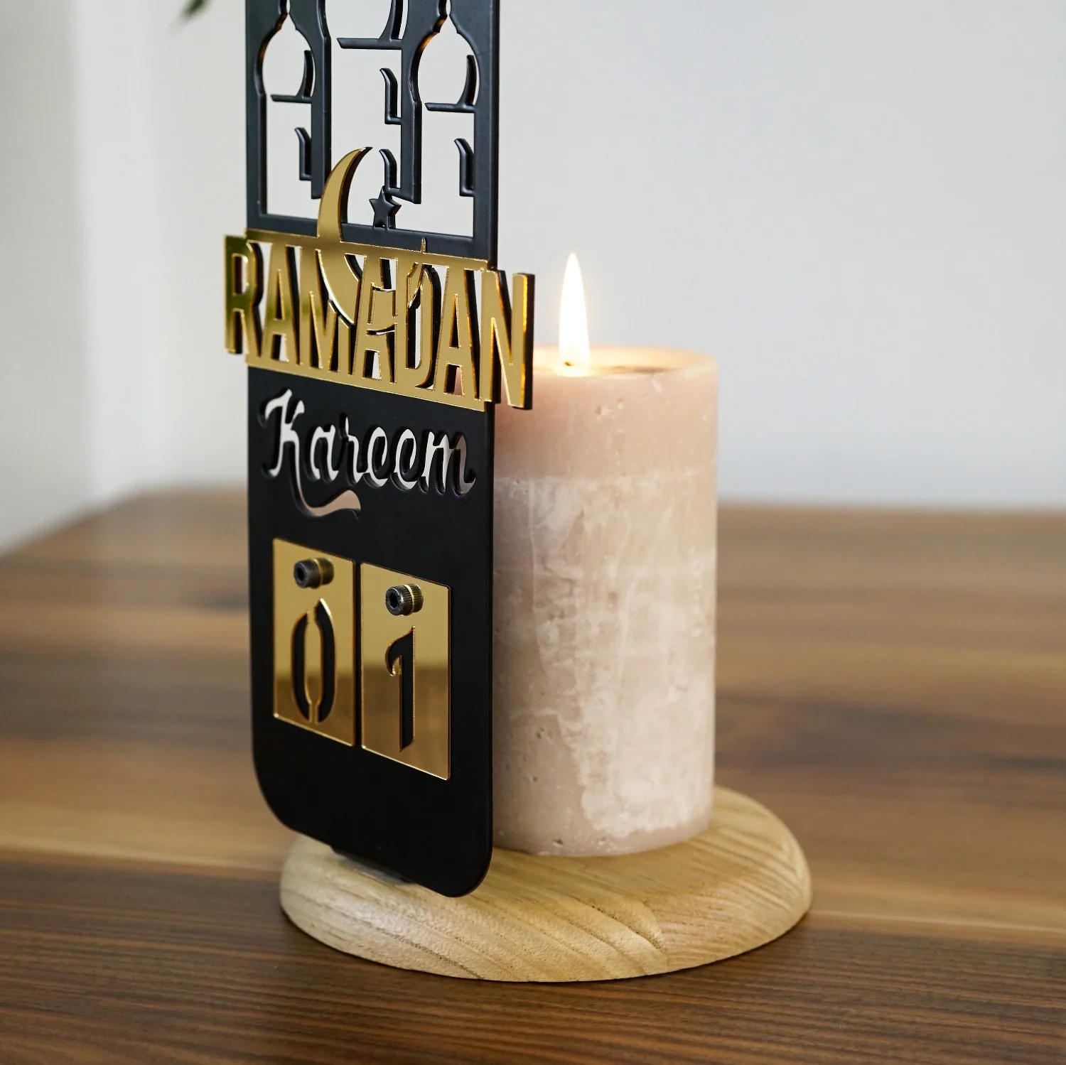 Islamic Candleholder - Ramadan Kareem Calendar, Wooden Stand | Elegant Muslim Gift - Image 11