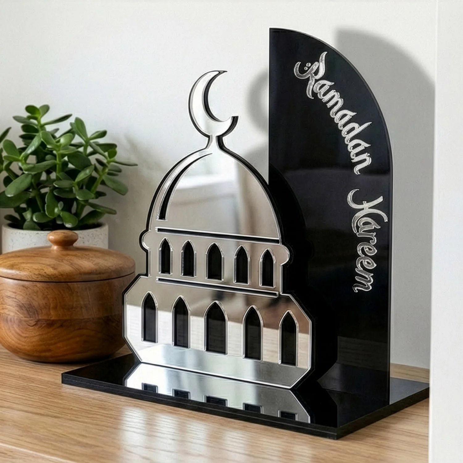 Ramadan Kareem Mosque Tabletop – Elegant Acrylic Centerpiece with 3D Dome Design - Image 2