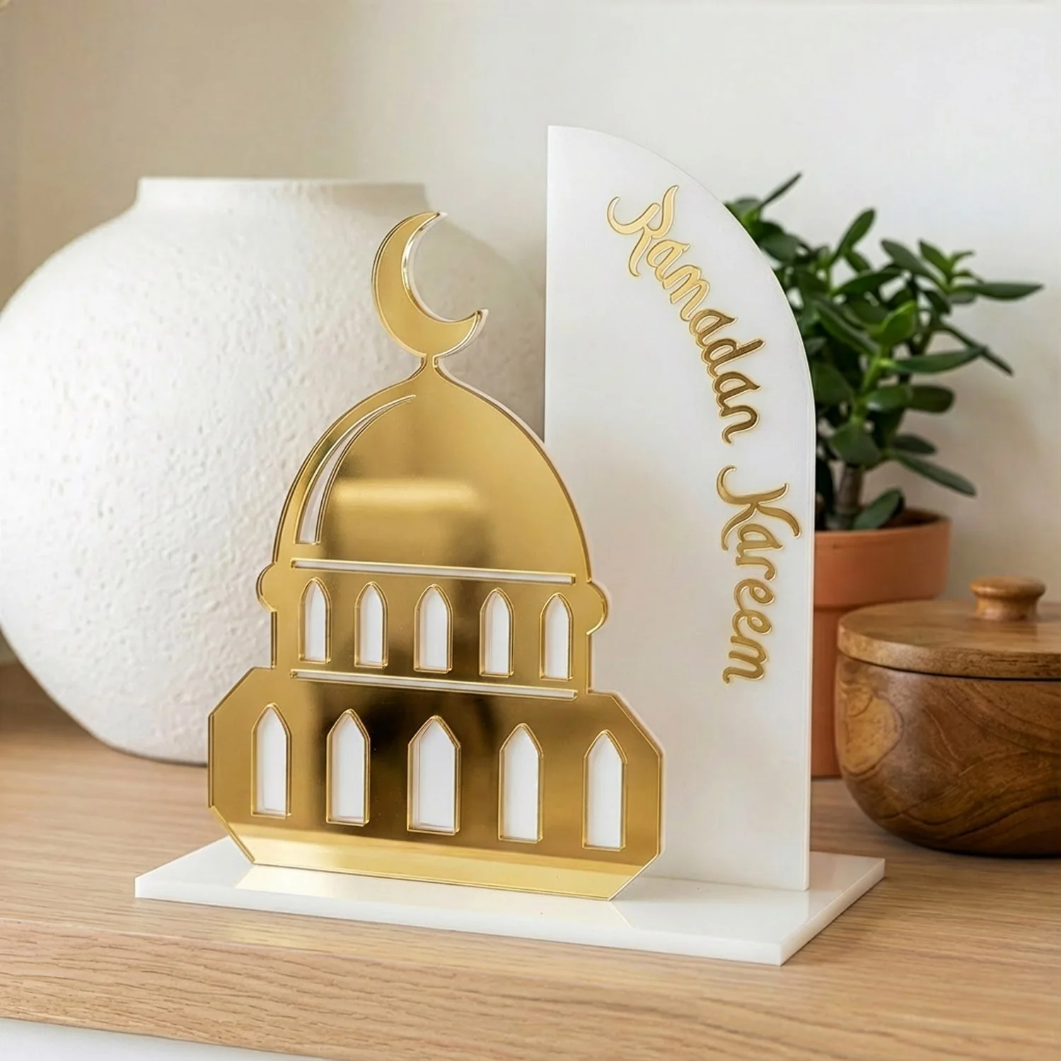 Ramadan Kareem Mosque Tabletop – Elegant Acrylic Centerpiece with 3D Dome Design - Image 3