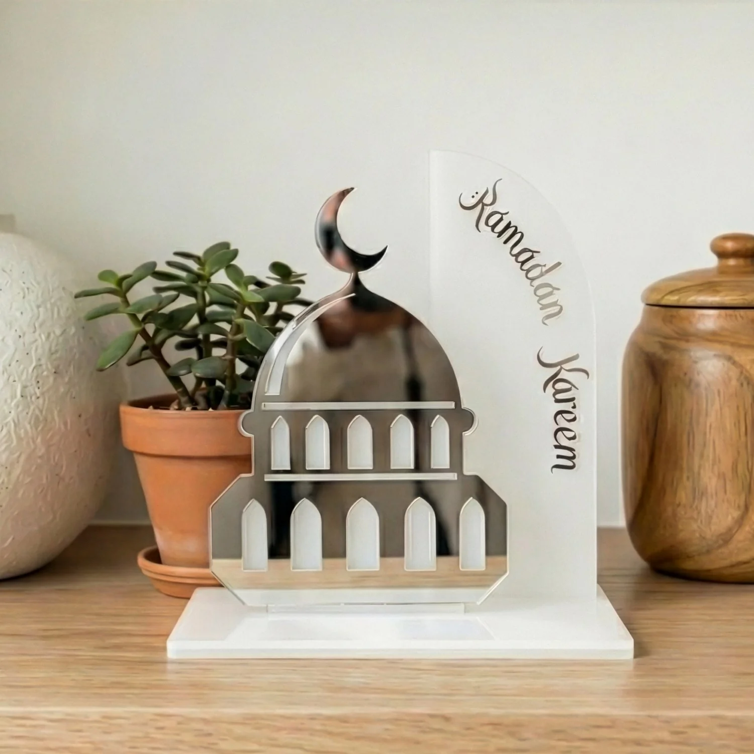 Ramadan Kareem Mosque Tabletop – Elegant Acrylic Centerpiece with 3D Dome Design - Image 4