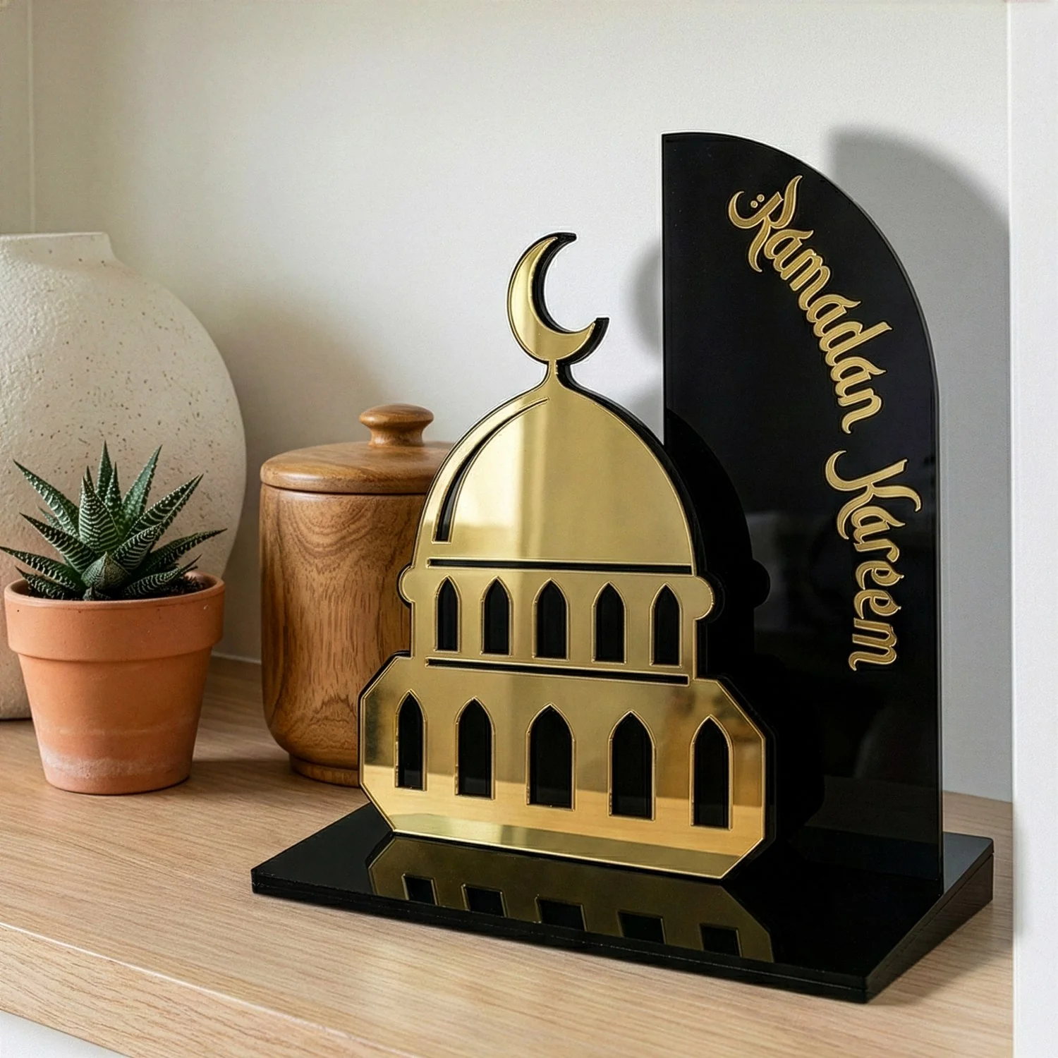 Ramadan Kareem Mosque Tabletop – Elegant Acrylic Centerpiece with 3D Dome Design - Image 7