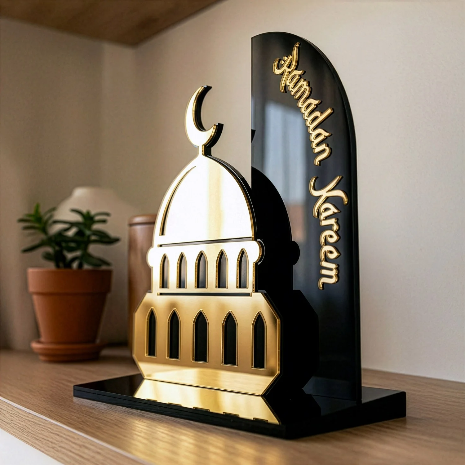 Ramadan Kareem Mosque Tabletop – Elegant Acrylic Centerpiece with 3D Dome Design - Image 9