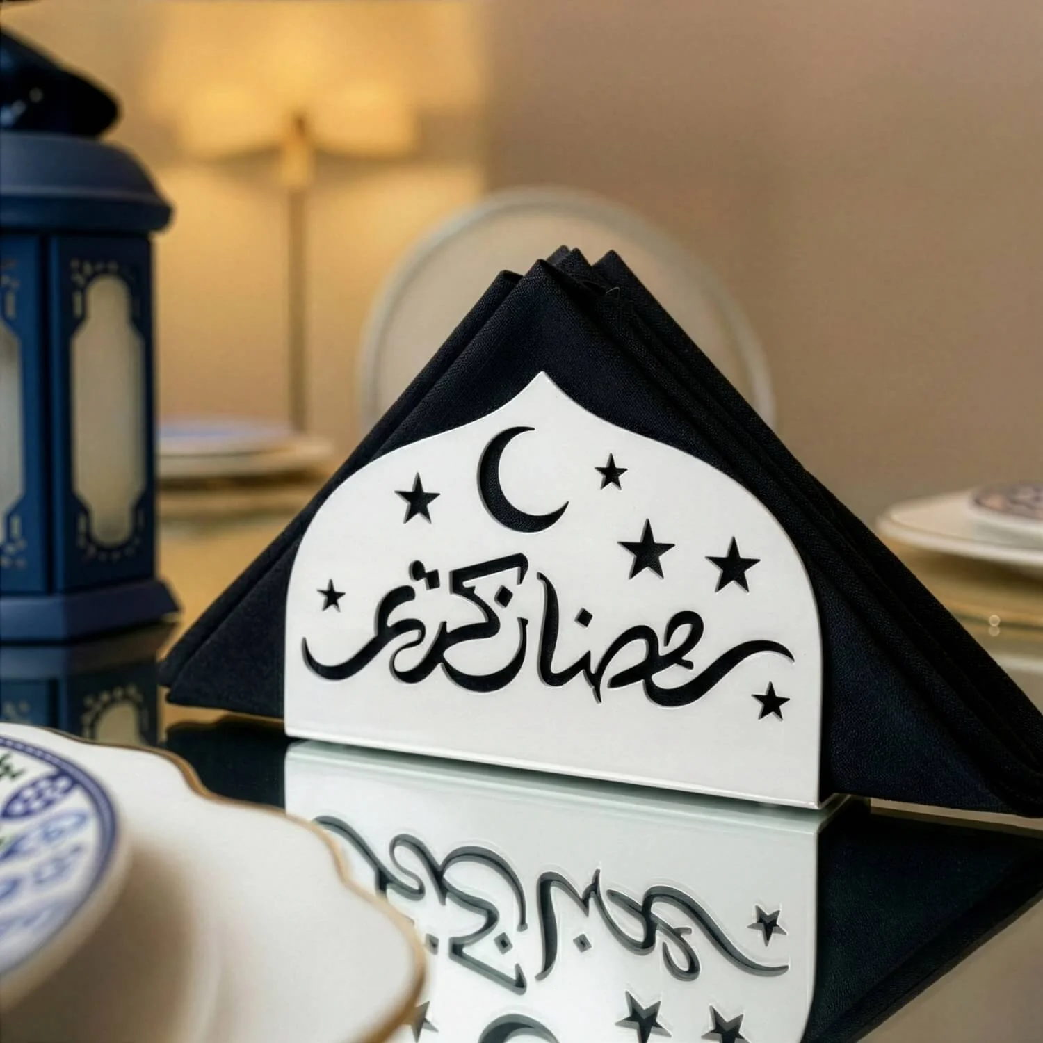 Ramadan Kareem Napkin Holder – Metal Iftar Table Decor - Image 3