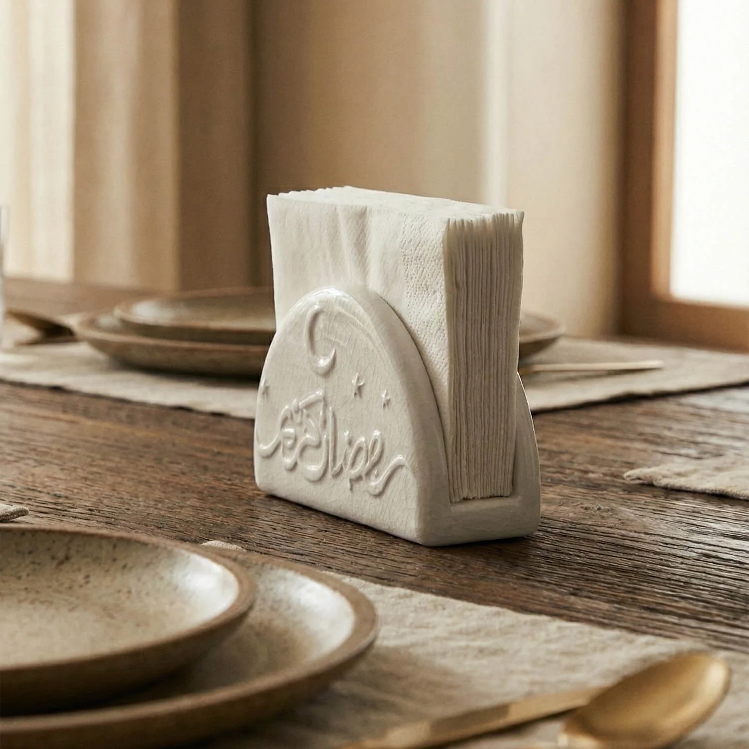 Ramadan Kareem Stone Cast Napkin Holder – Modern Concrete Iftar Decor - Image 8