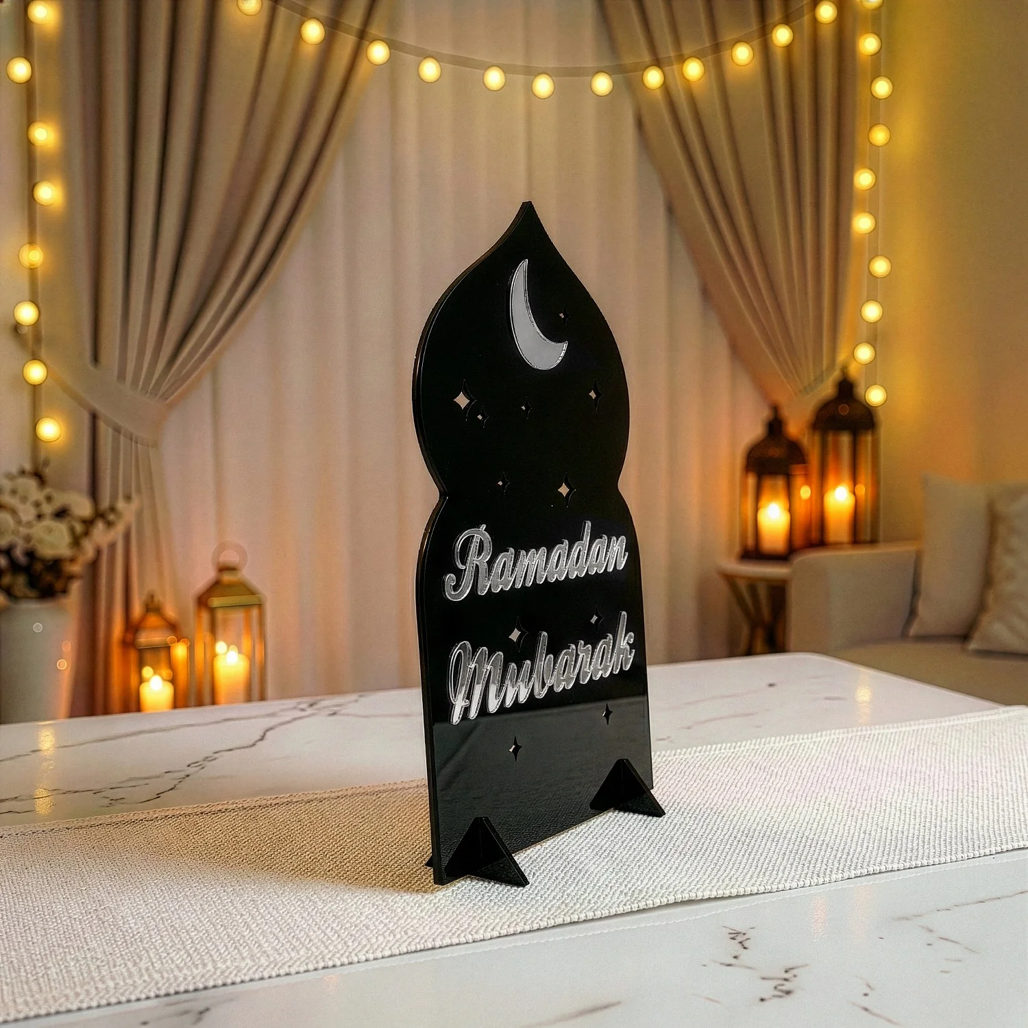 Ramadan Mubarak Acrylic Tabletop Decor – Modern Islamic Display - Image 16