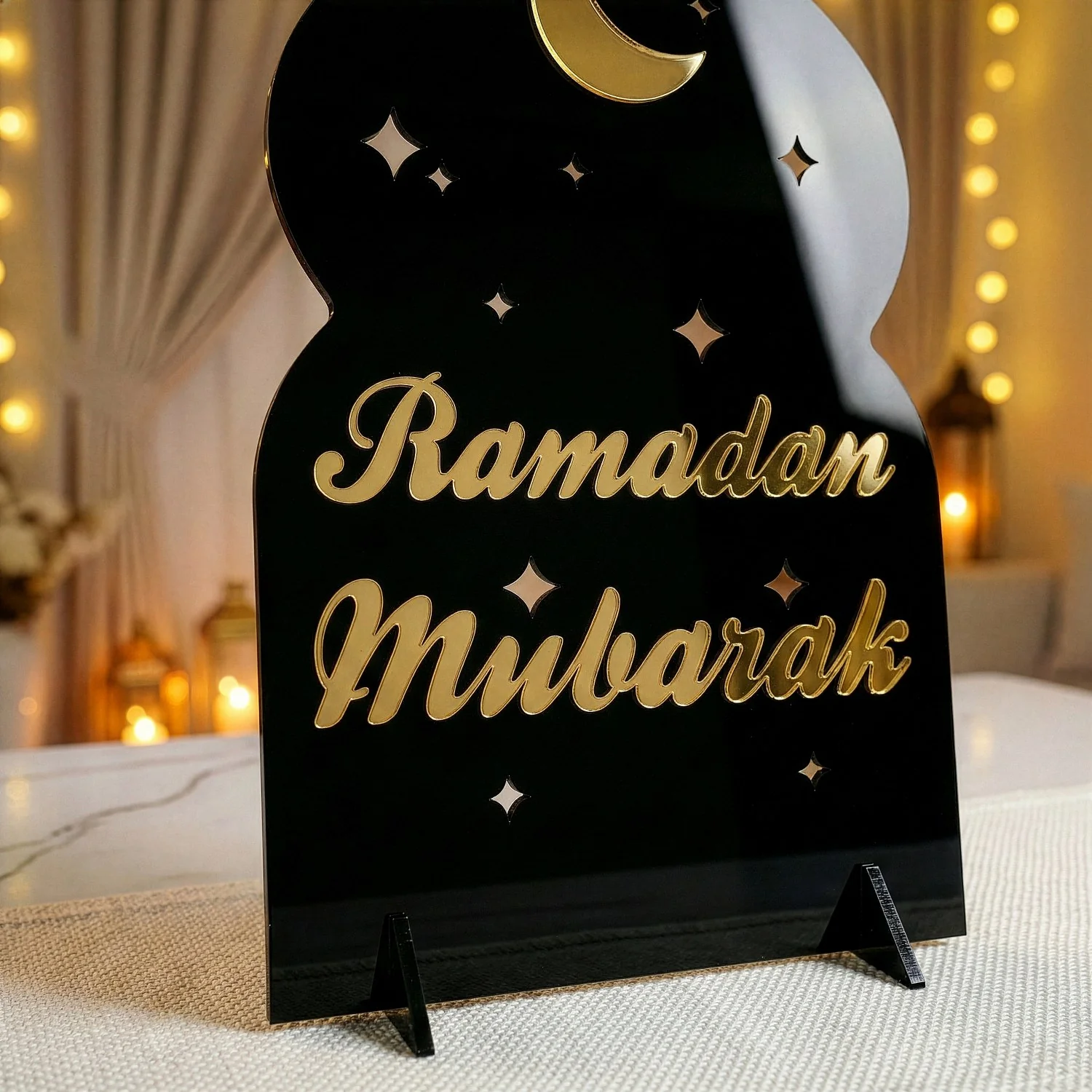 Ramadan Mubarak Acrylic Tabletop Decor – Modern Islamic Display - Image 8