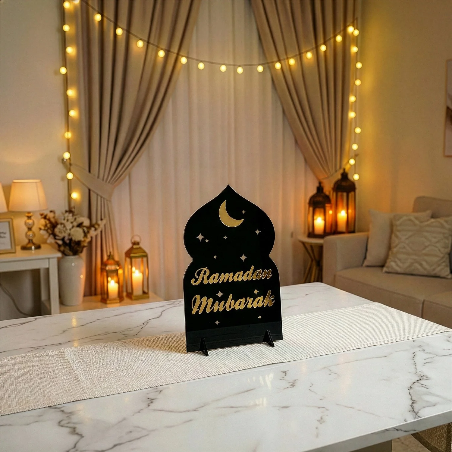 Ramadan Mubarak Acrylic Tabletop Decor – Modern Islamic Display - Image 9