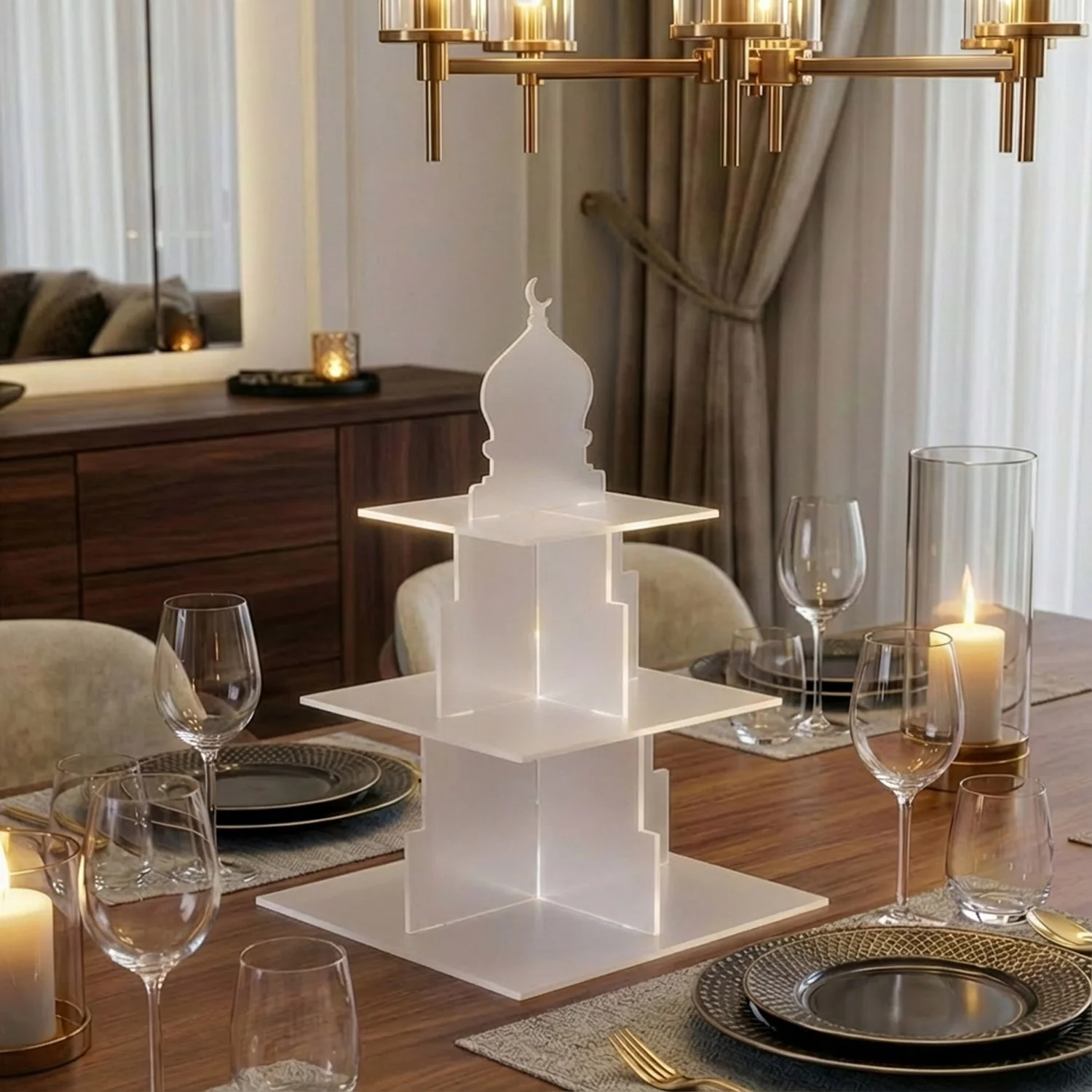 Ramadan Serving Stand – 3-Tier Acrylic Mosque Shaped Dessert & Date Holder - Image 16