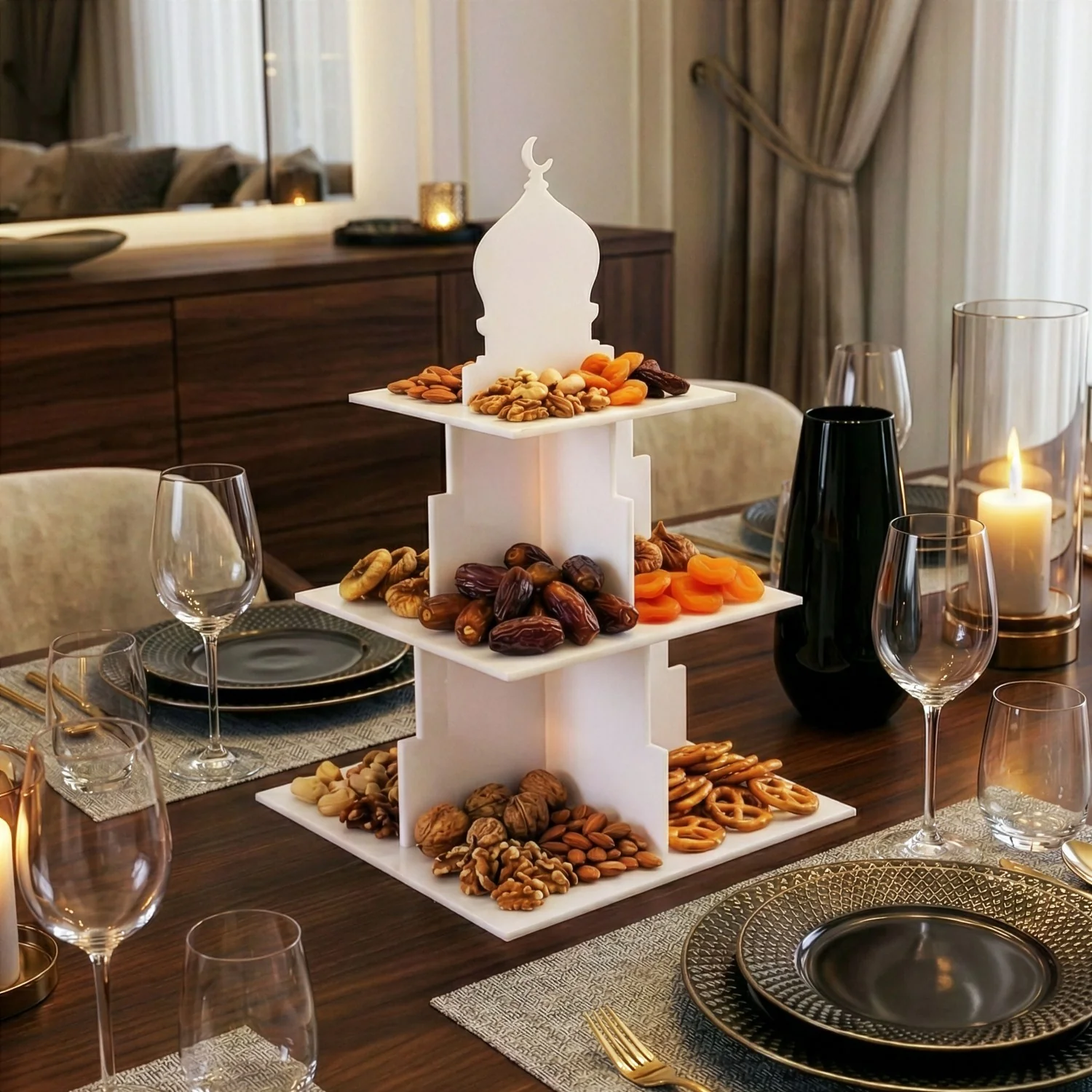 Ramadan Serving Stand – 3-Tier Acrylic Mosque Shaped Dessert & Date Holder - Image 22