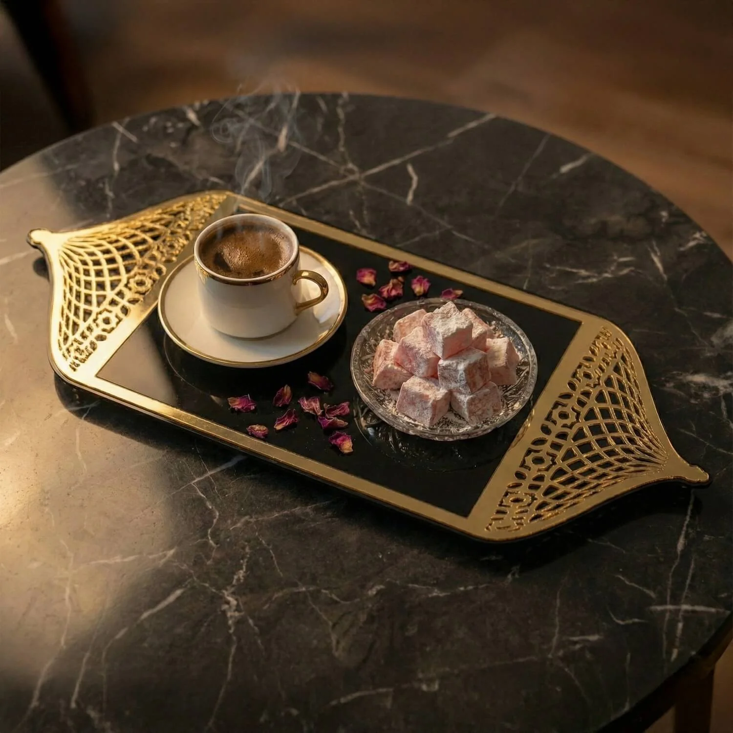 Ramadan Serving Tray with Mosque Dome Handles – Date & Coffee Platter